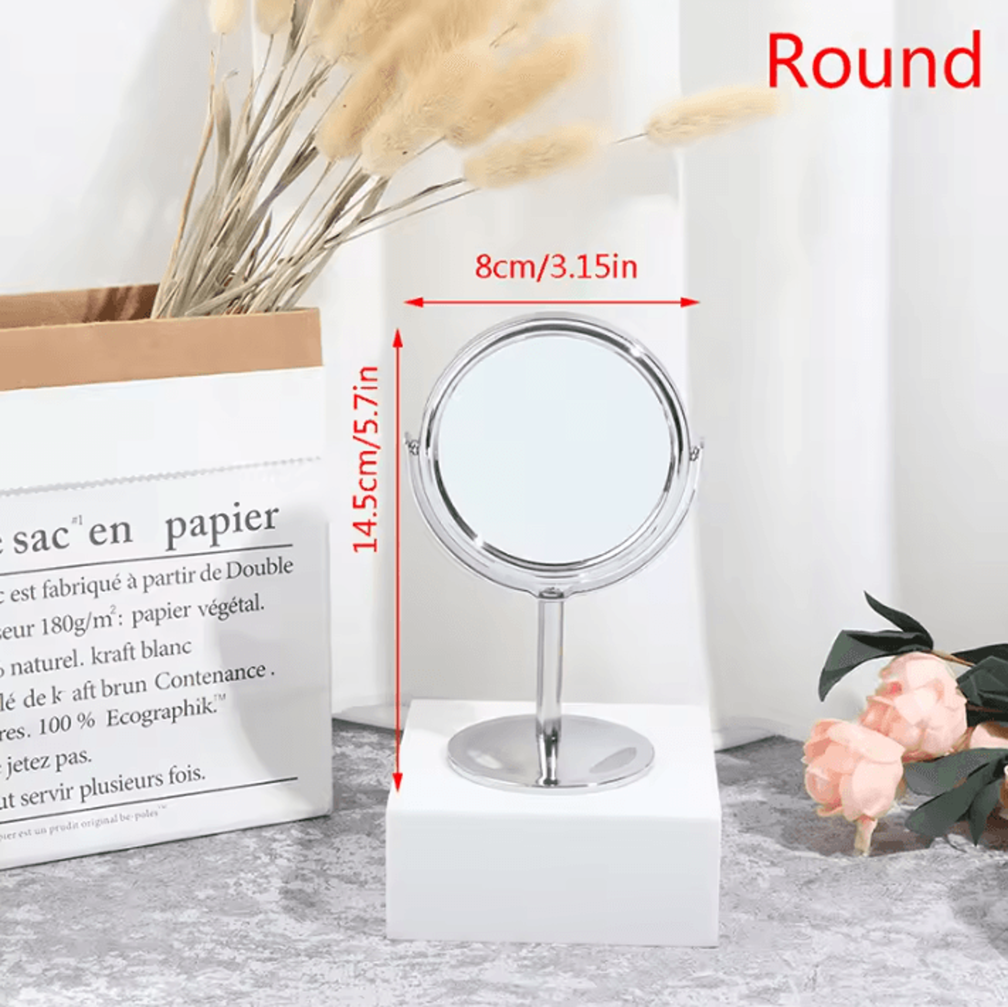 Double Sided Magnifying Tabletop Vanity Mirror For Makeup And Grooming 6
