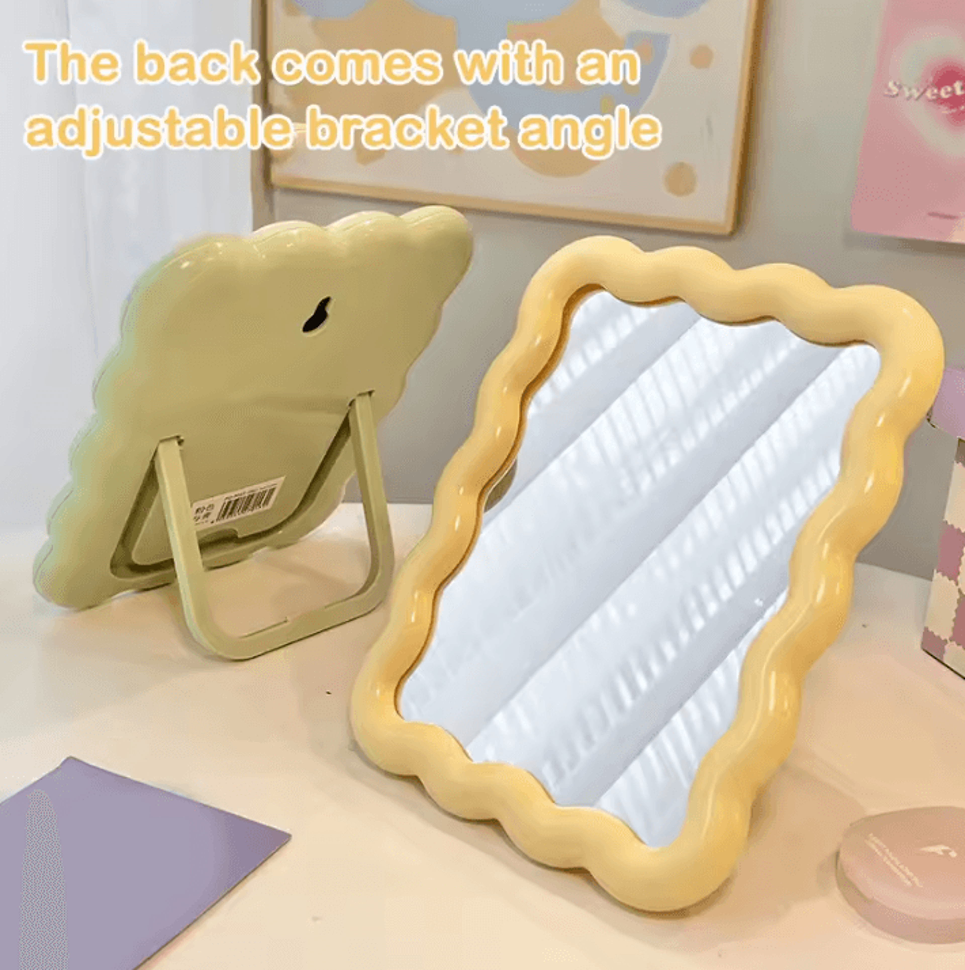 Cute Corrugated Foldable Makeup Mirror For Desktop And Travel 1