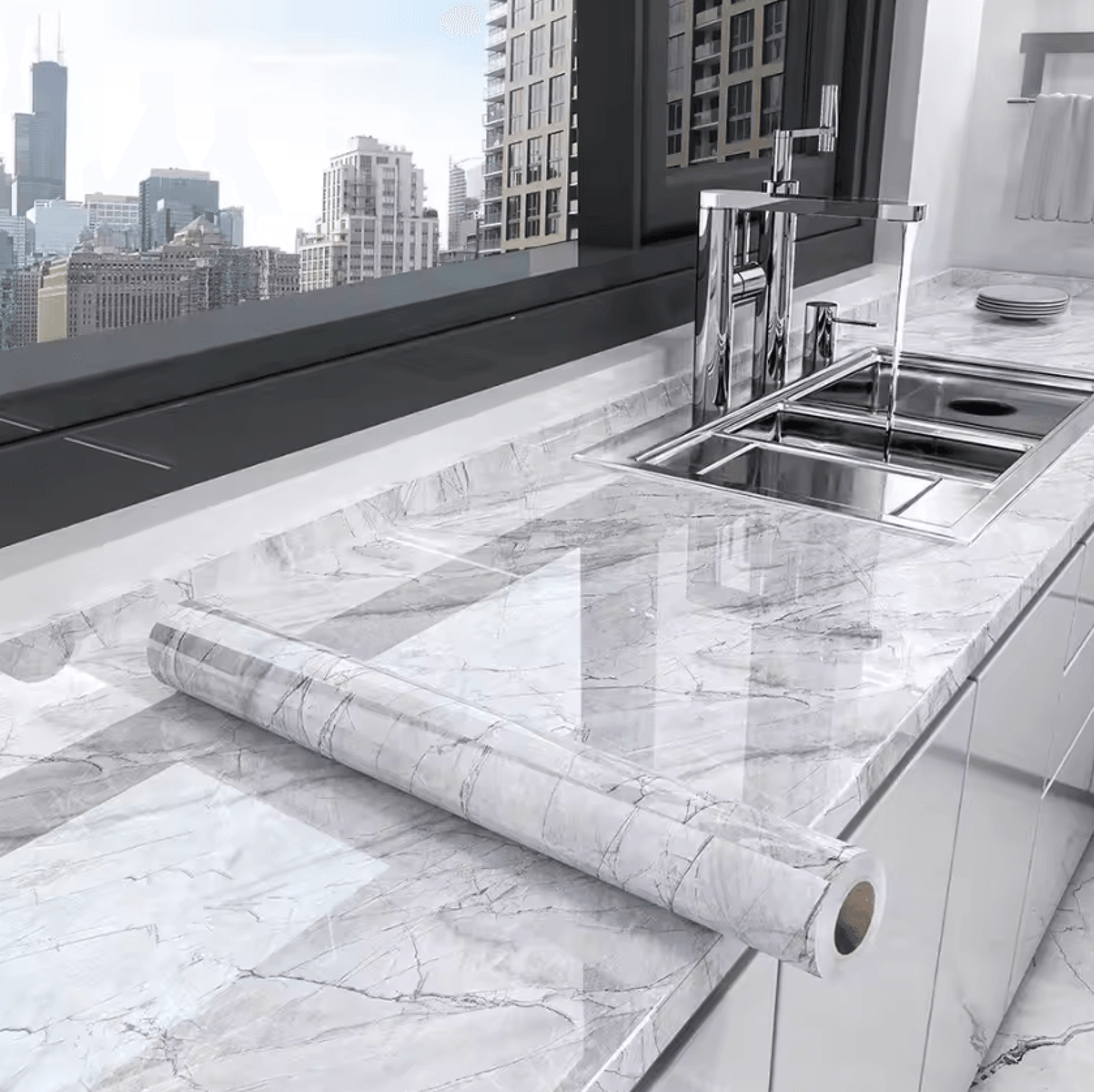 Marble Peel And Stick Waterproof Kitchen Wallpaper 5