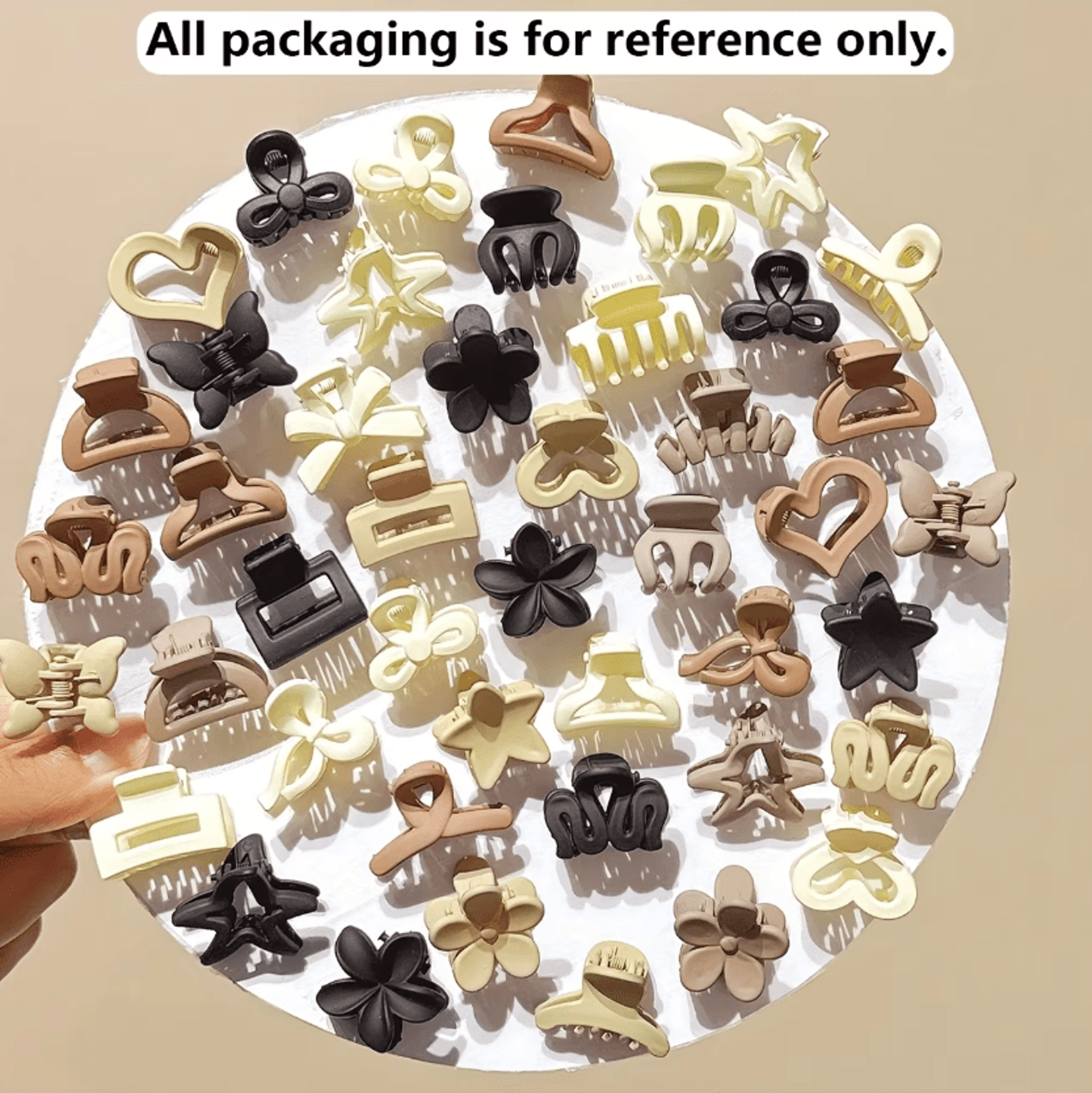 Beige Mini Hair Claw Clips Mixed Set 2
