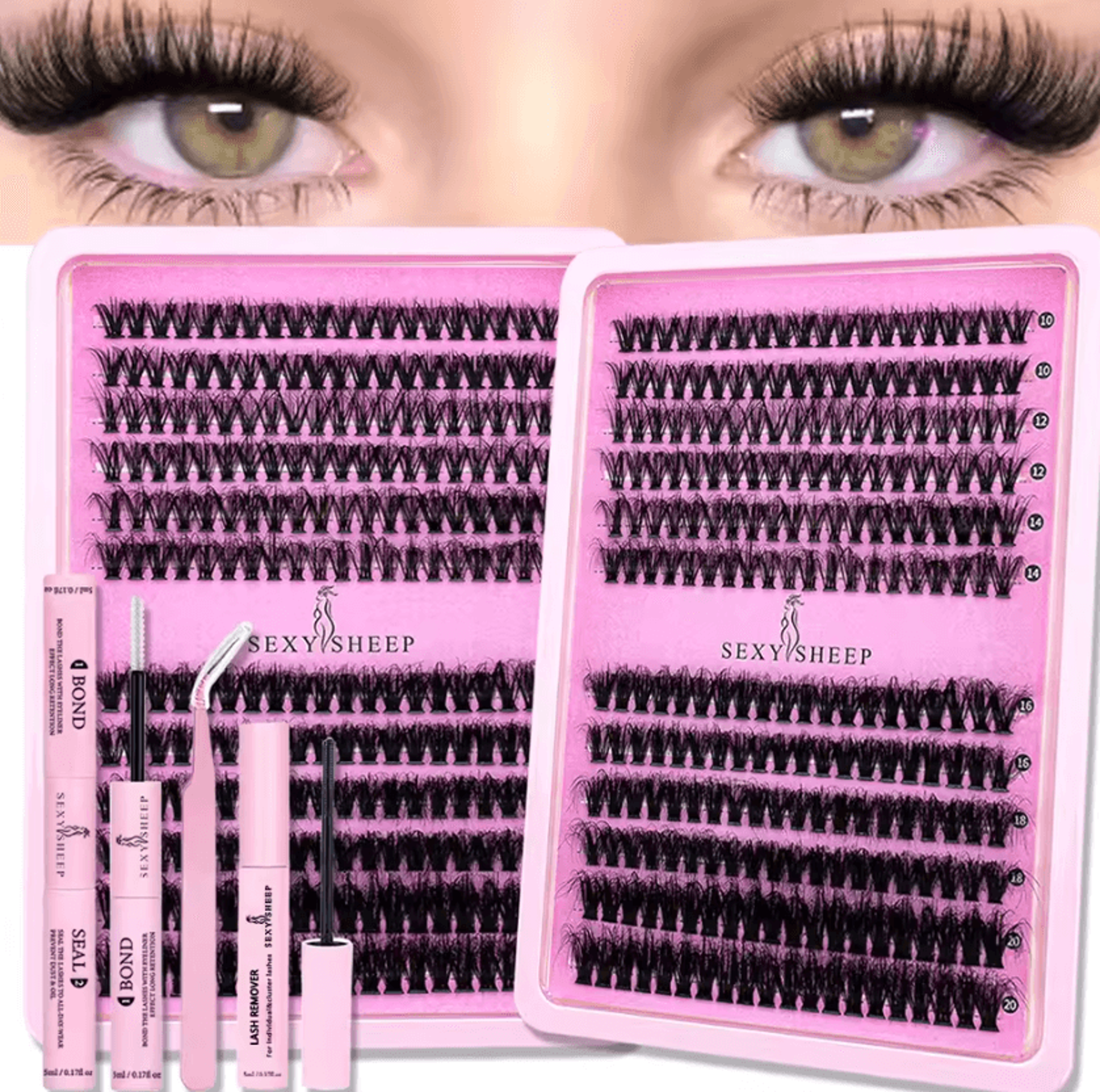 40D 60D DIY Cluster Lashes With Glue And Remover 5