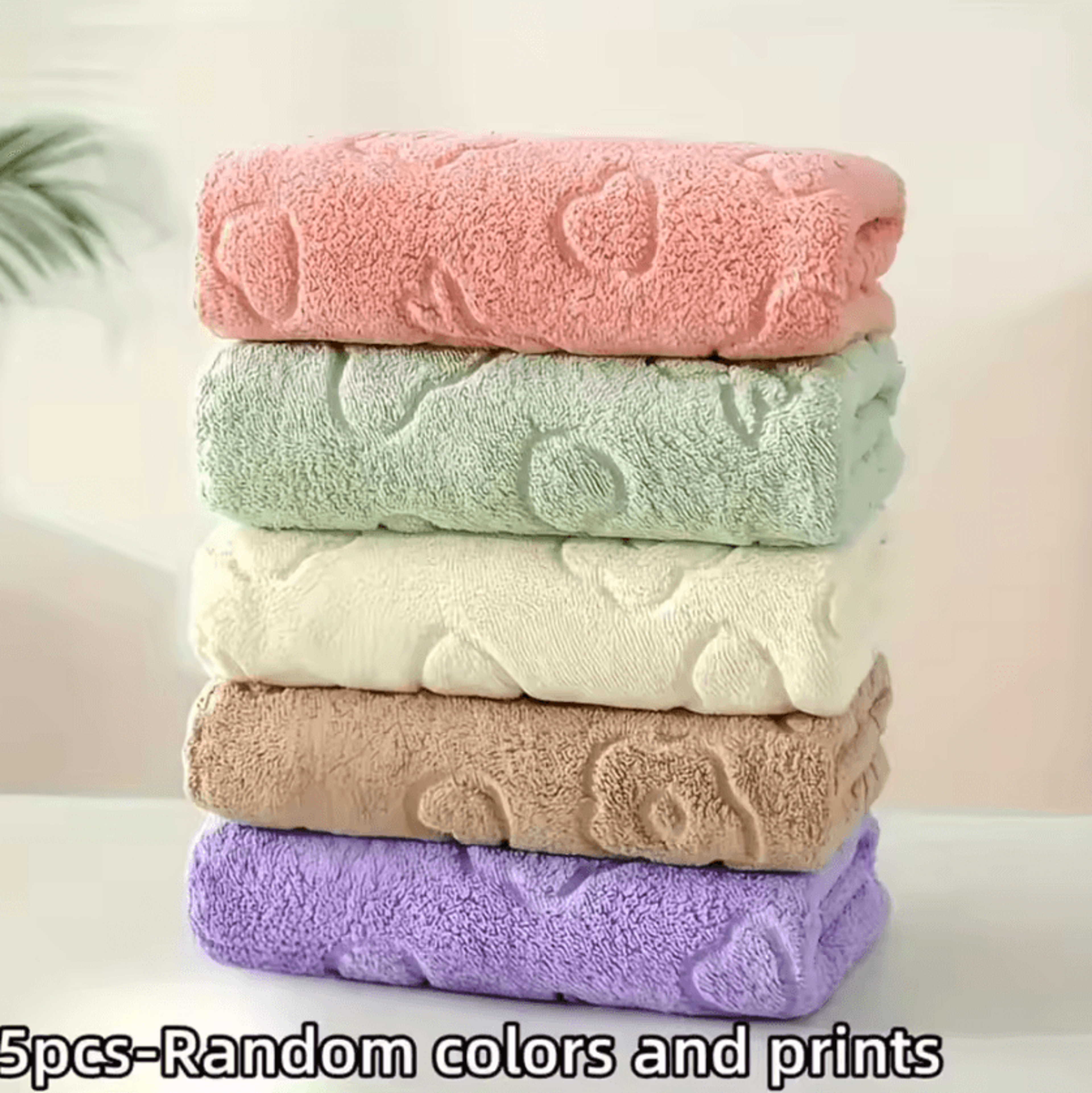 5 Piece Soft Coral Fleece Quick Dry Face Towel Set 4