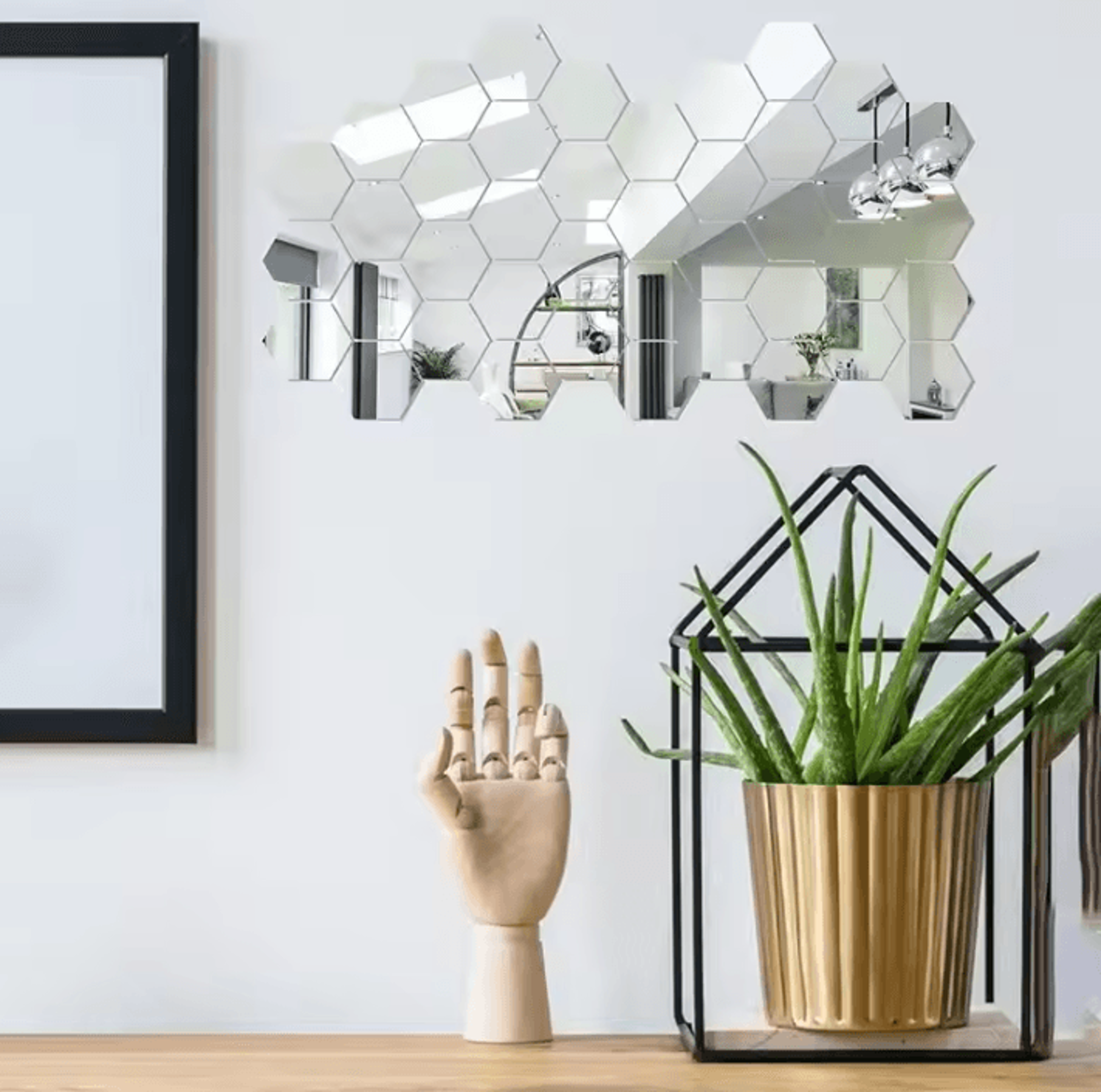 45 Piece Hexagon Mirror Wall Sticker Set 1