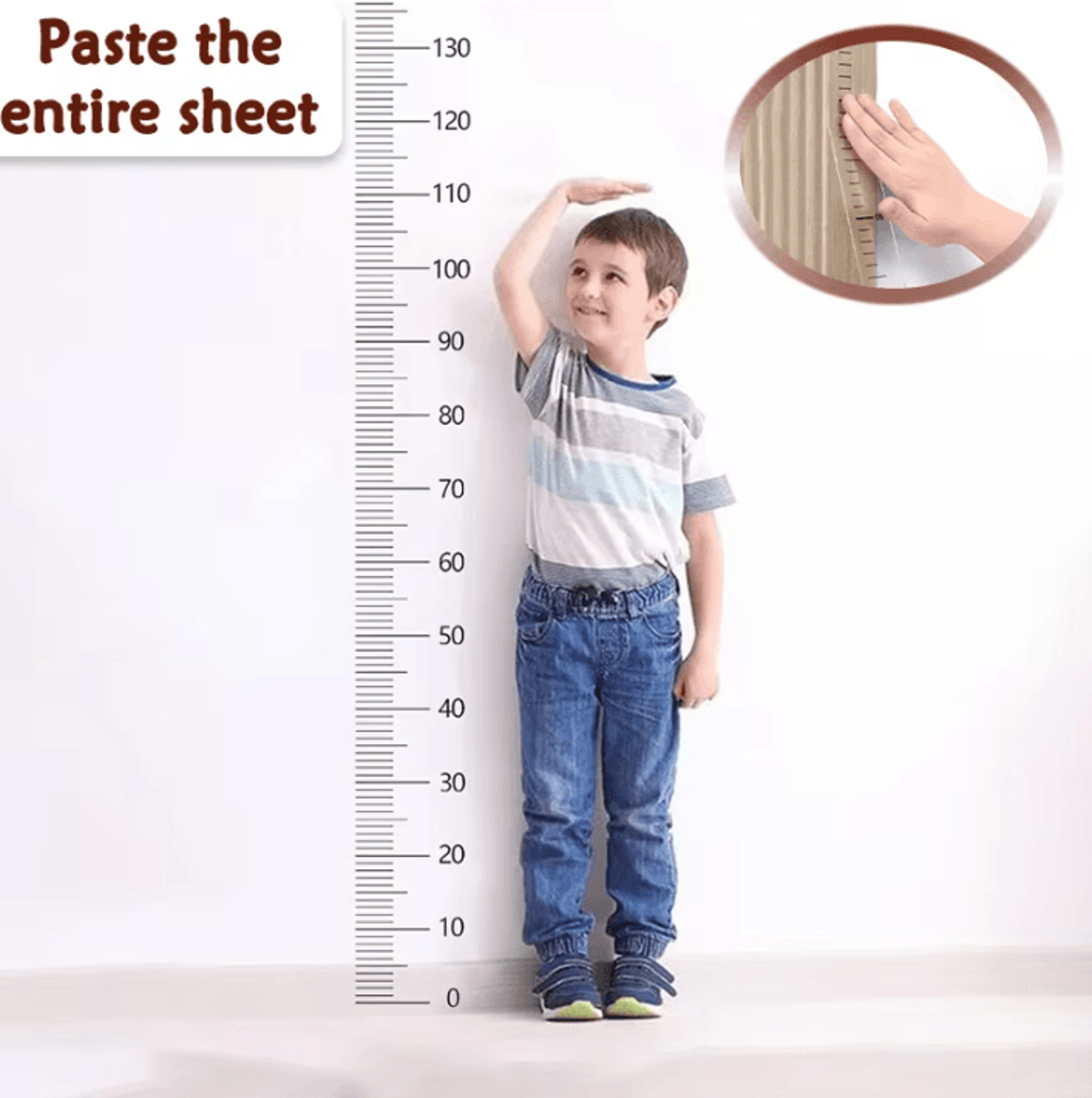 2M Transparent Kids Height Chart Self Adhesive Waterproof Wall Measuring Ruler 2