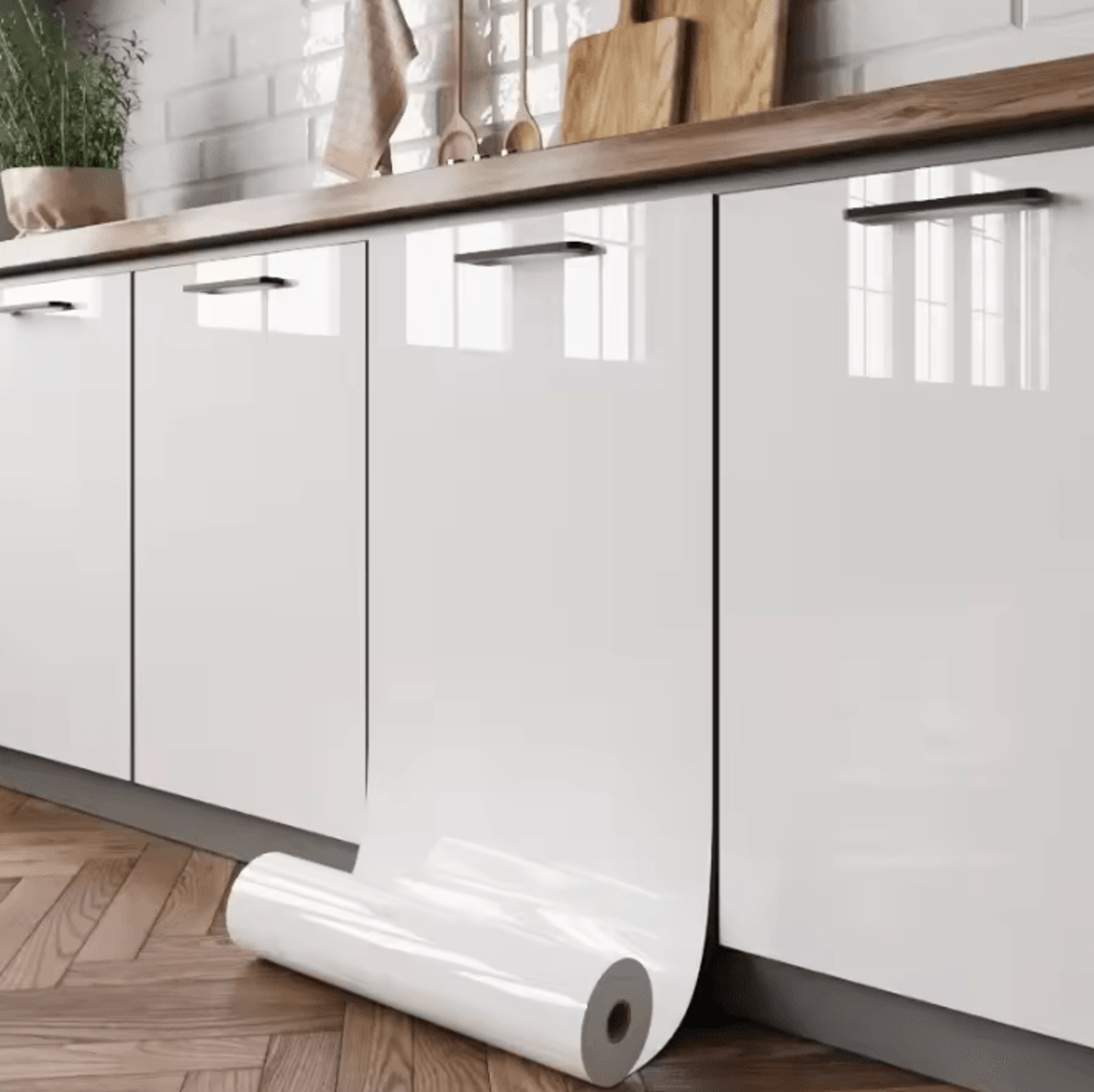 glossy white peel and stick contact paper waterproof kitchen cabinet wrap