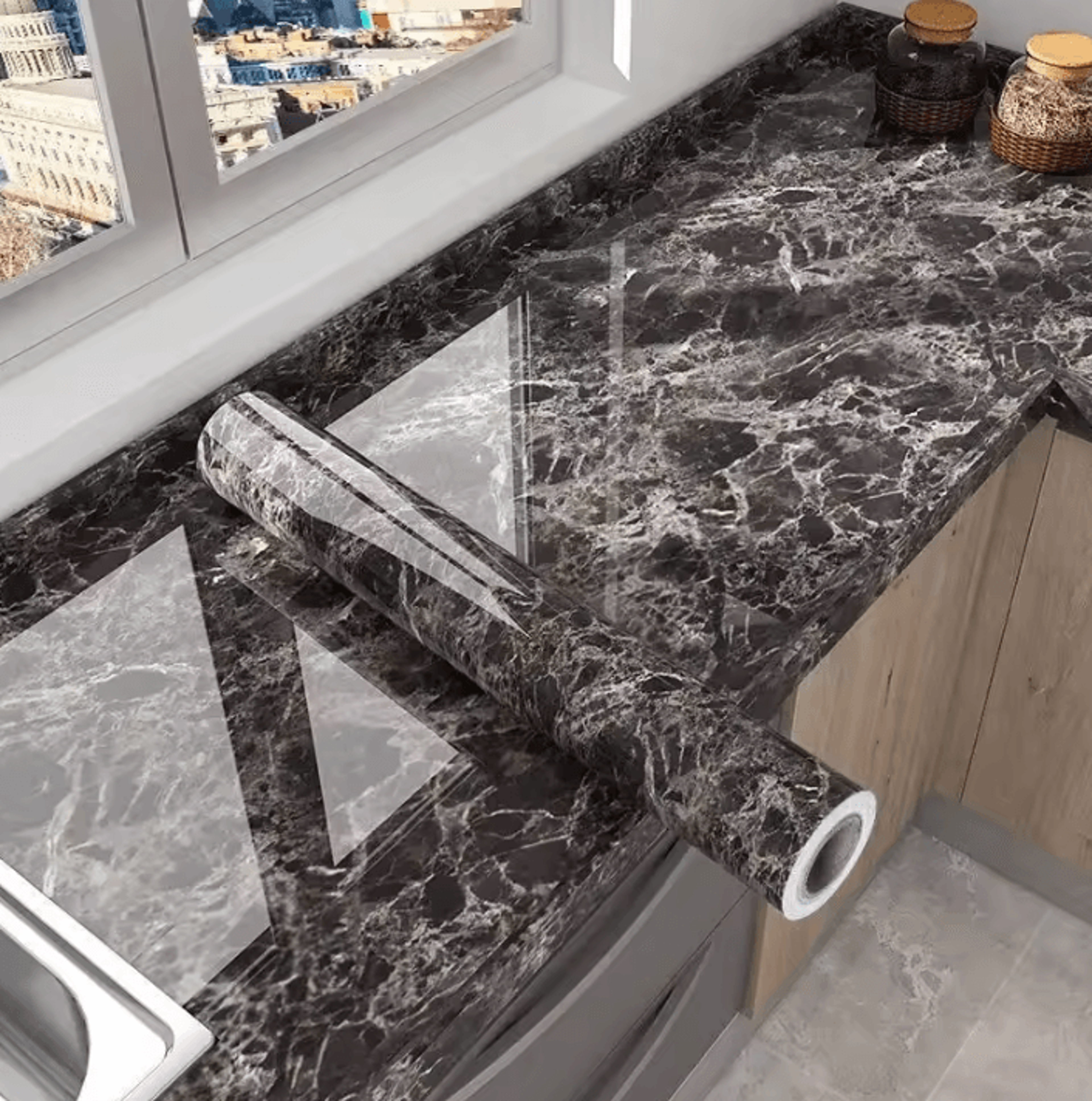 40cm Extra Thick Marble Peel And Stick Wallpaper Waterproof Kitchen Countertop Wrap 2