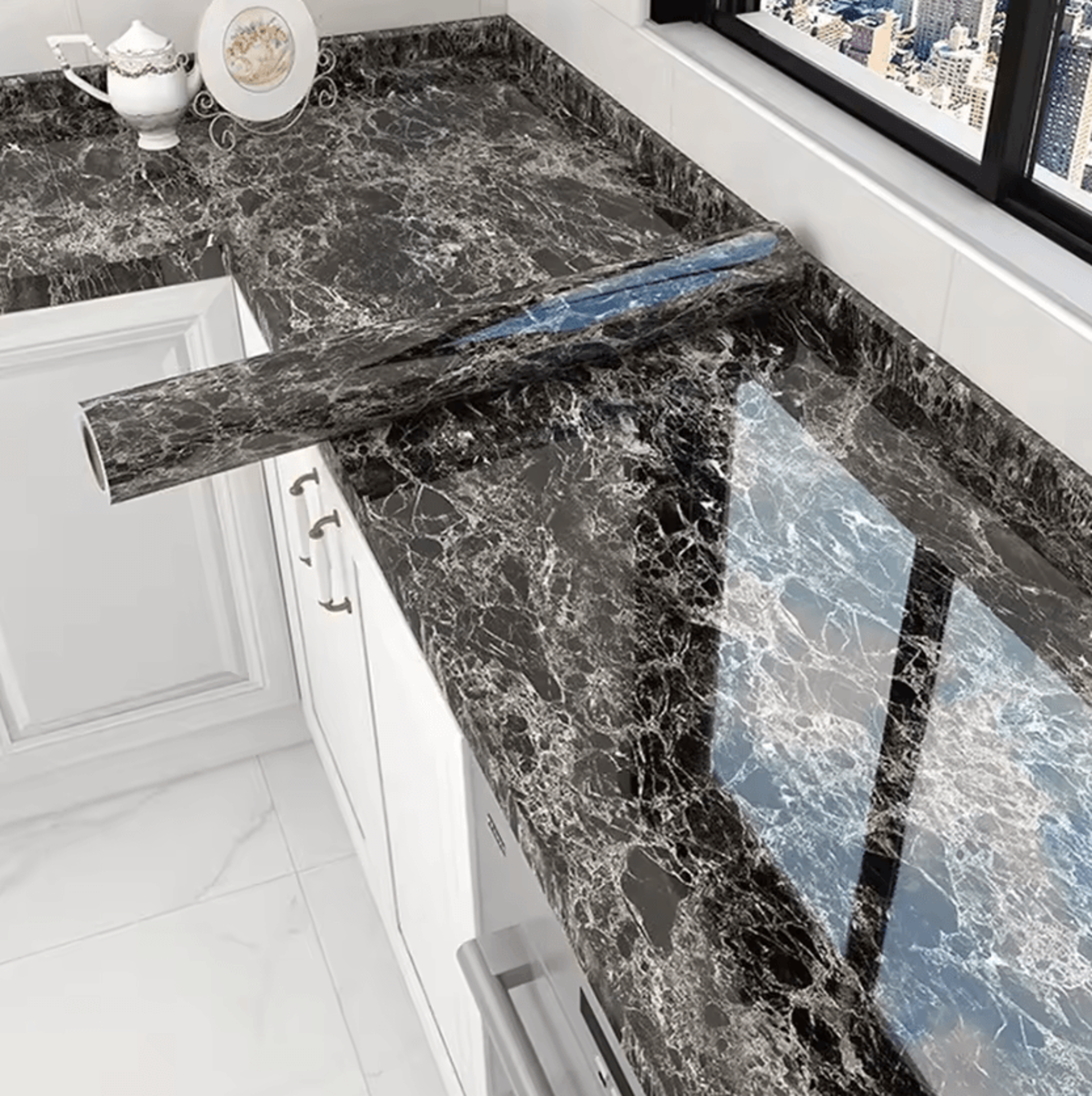 40cm Extra Thick Marble Peel And Stick Wallpaper Waterproof Kitchen Countertop Wrap 0