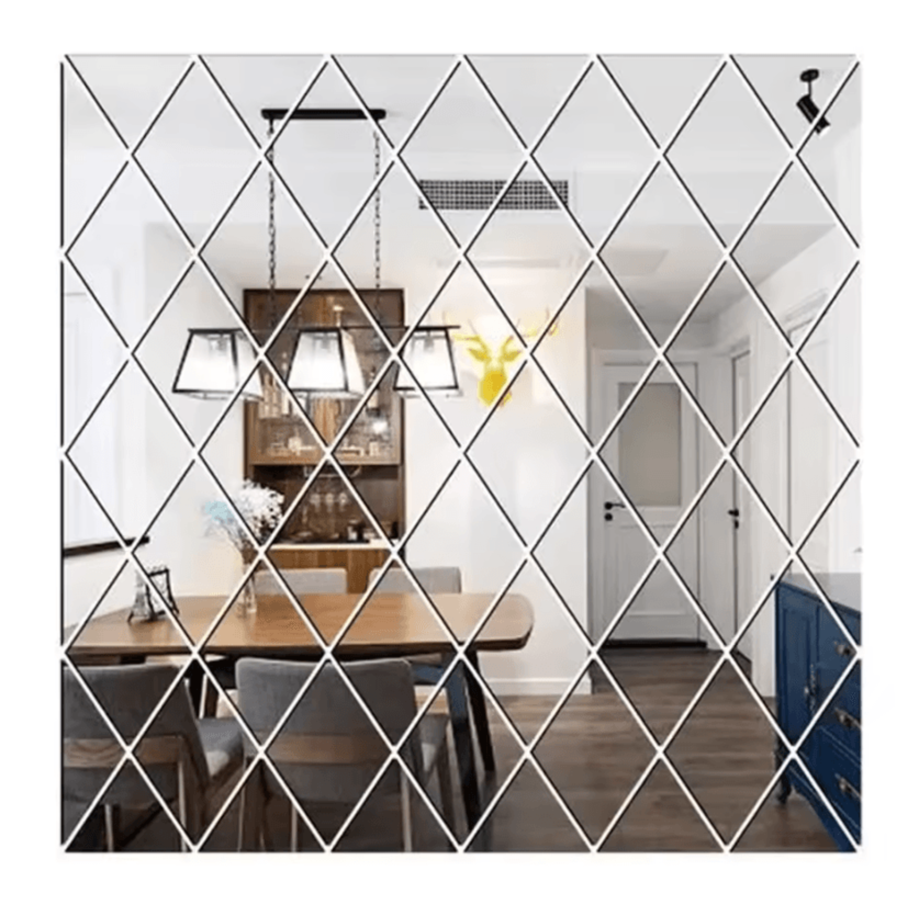 3d rhombus triangle acrylic mirror wall stickers diy geometric decor