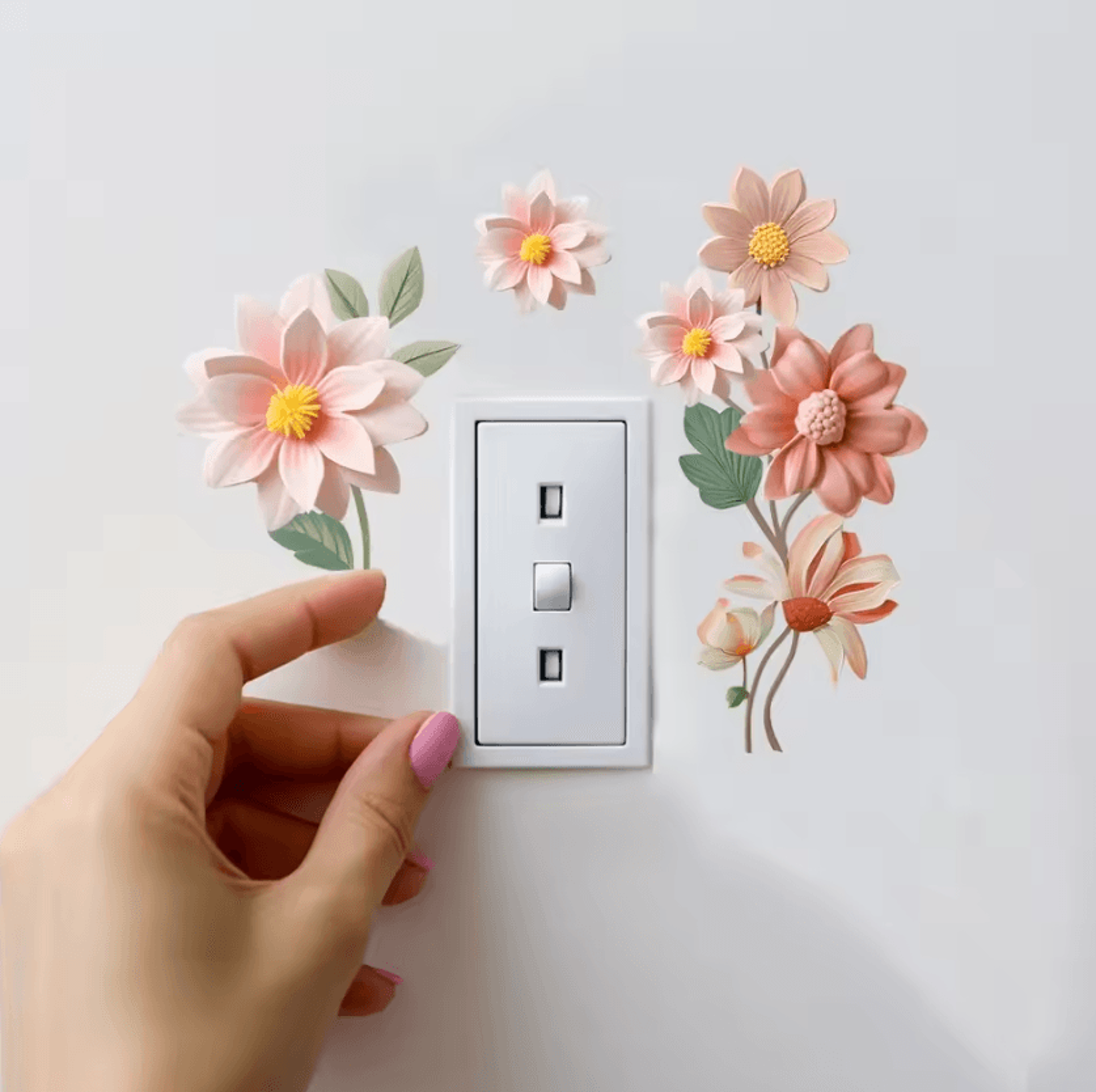 Floral Peel And Stick Light Switch Wall Decal 3