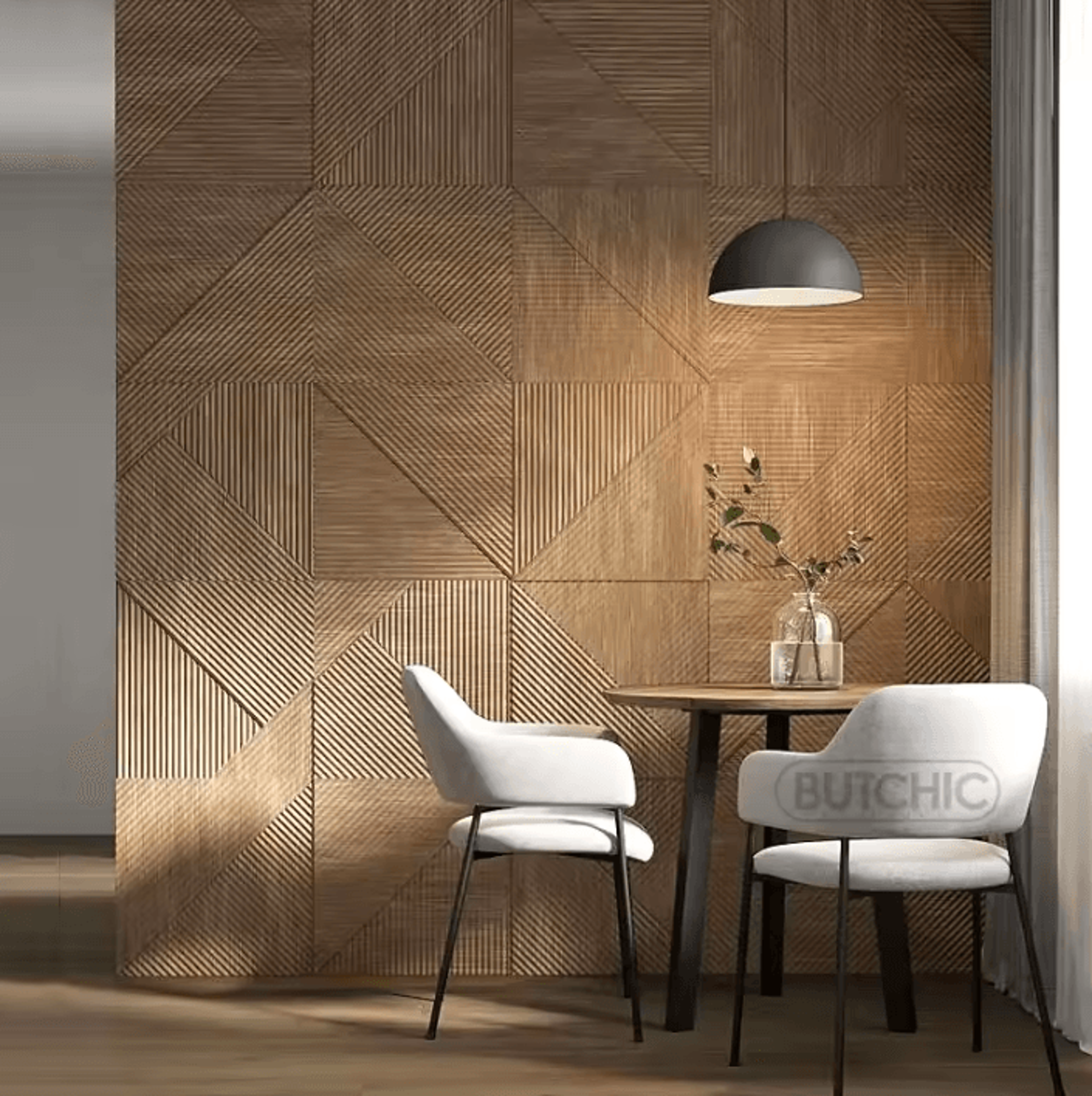Champagne Gold 3D Wood Grain Decorative Wall Panels 1