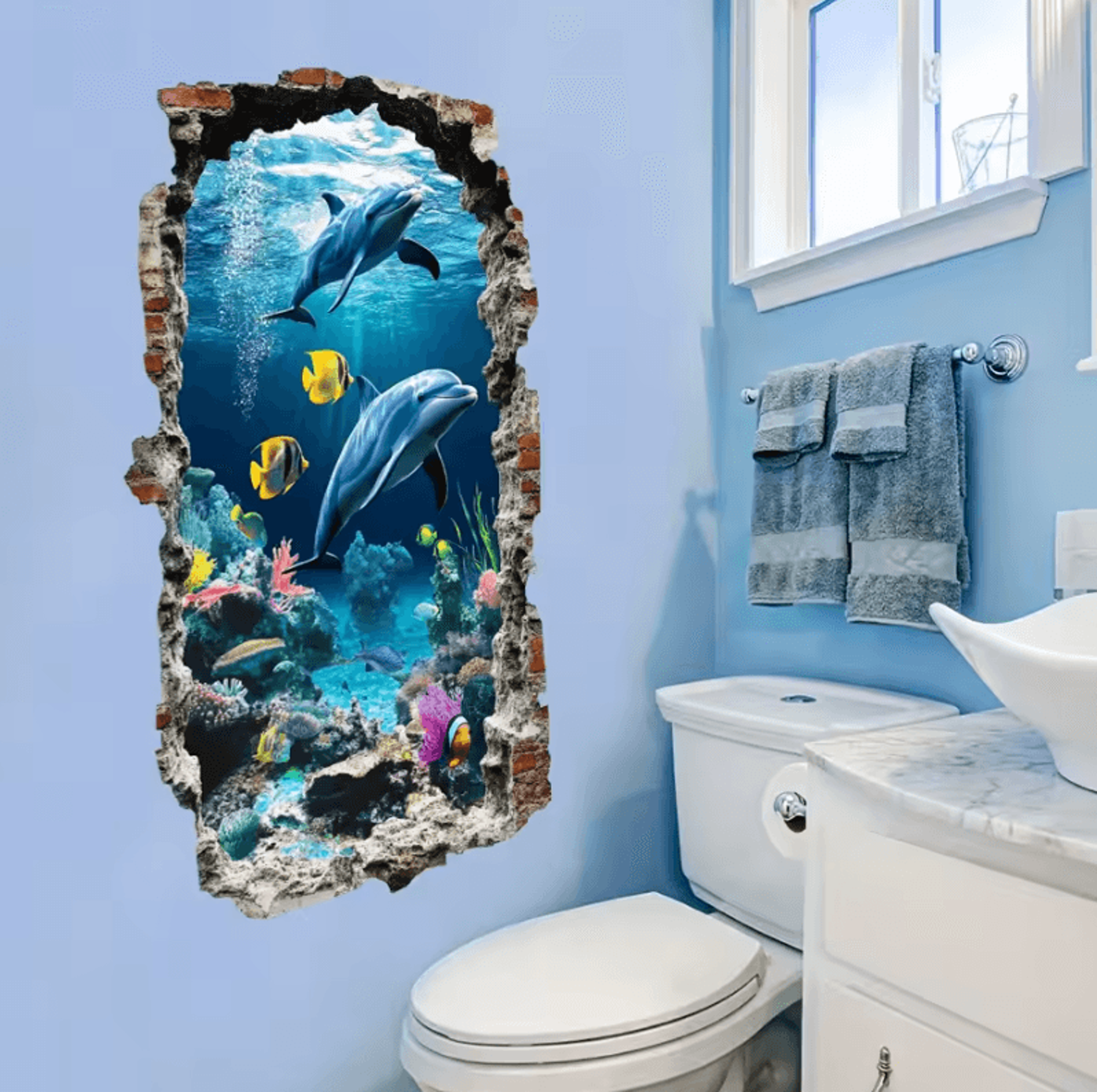 3D Ocean World Wall Decal Self Adhesive Underwater Wall Sticker 2
