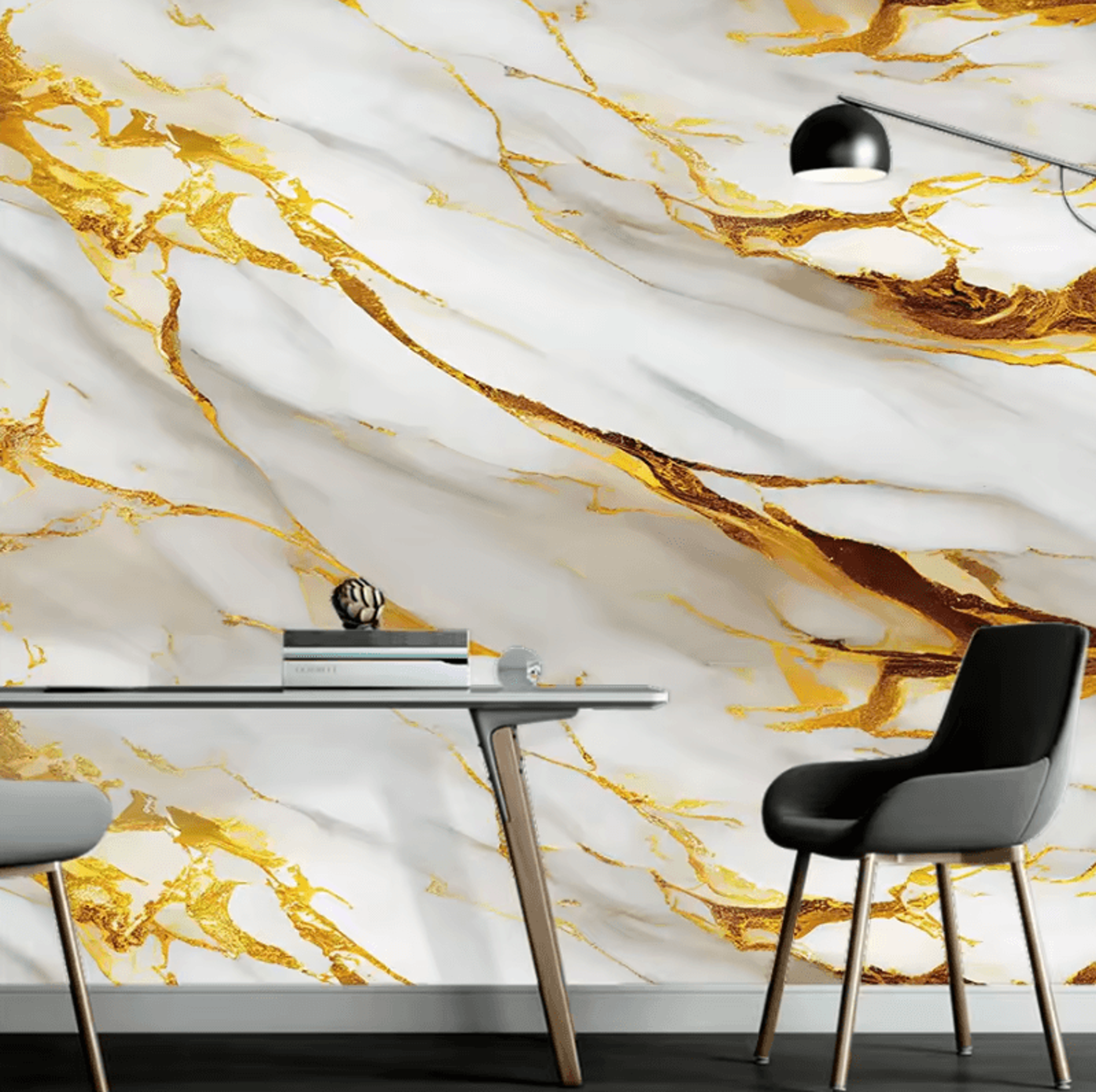 Yellow Marble Peel And Stick Kitchen Wallpaper 3