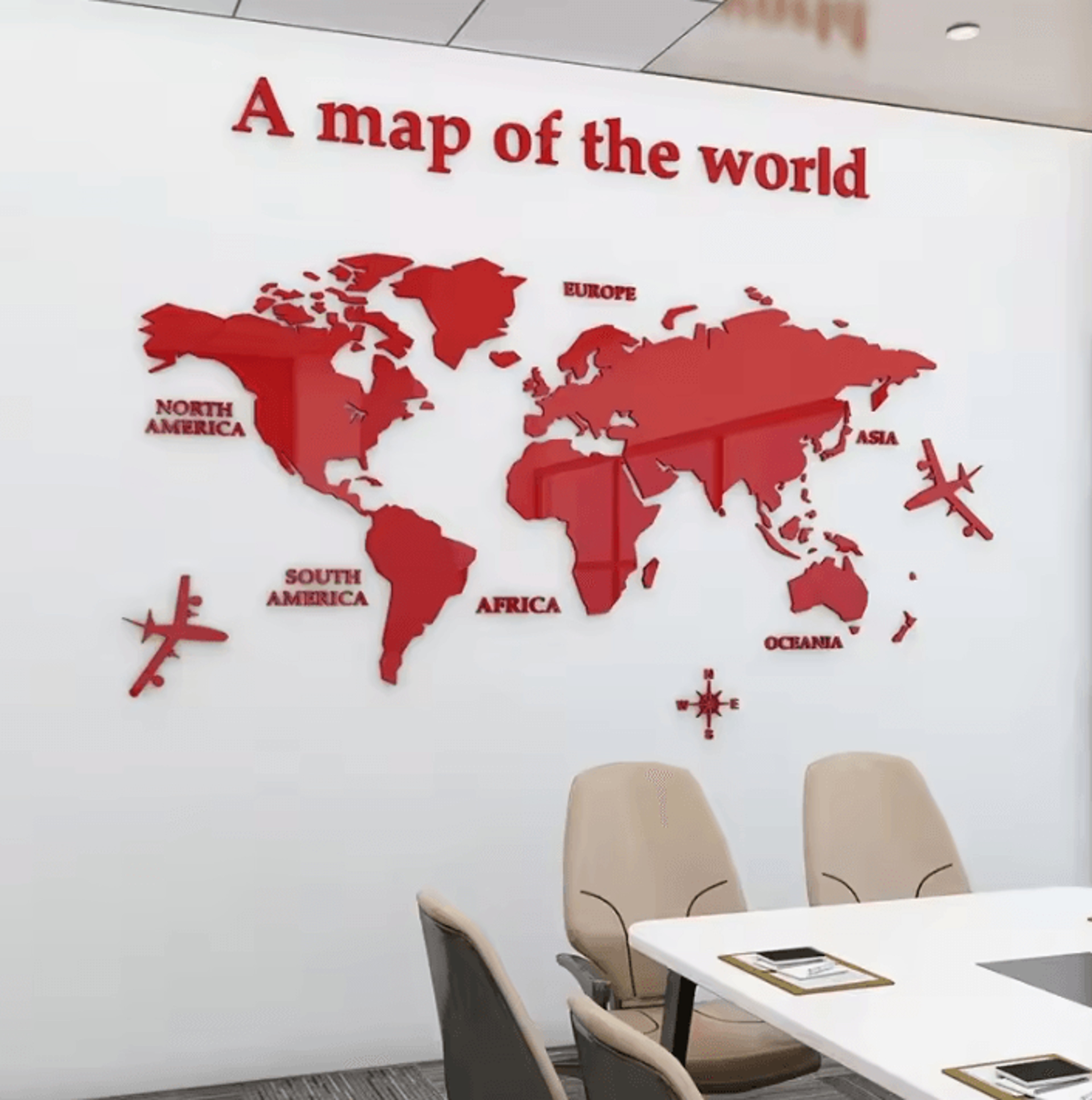 3D Acrylic World Map Mirror Wall Decor 6