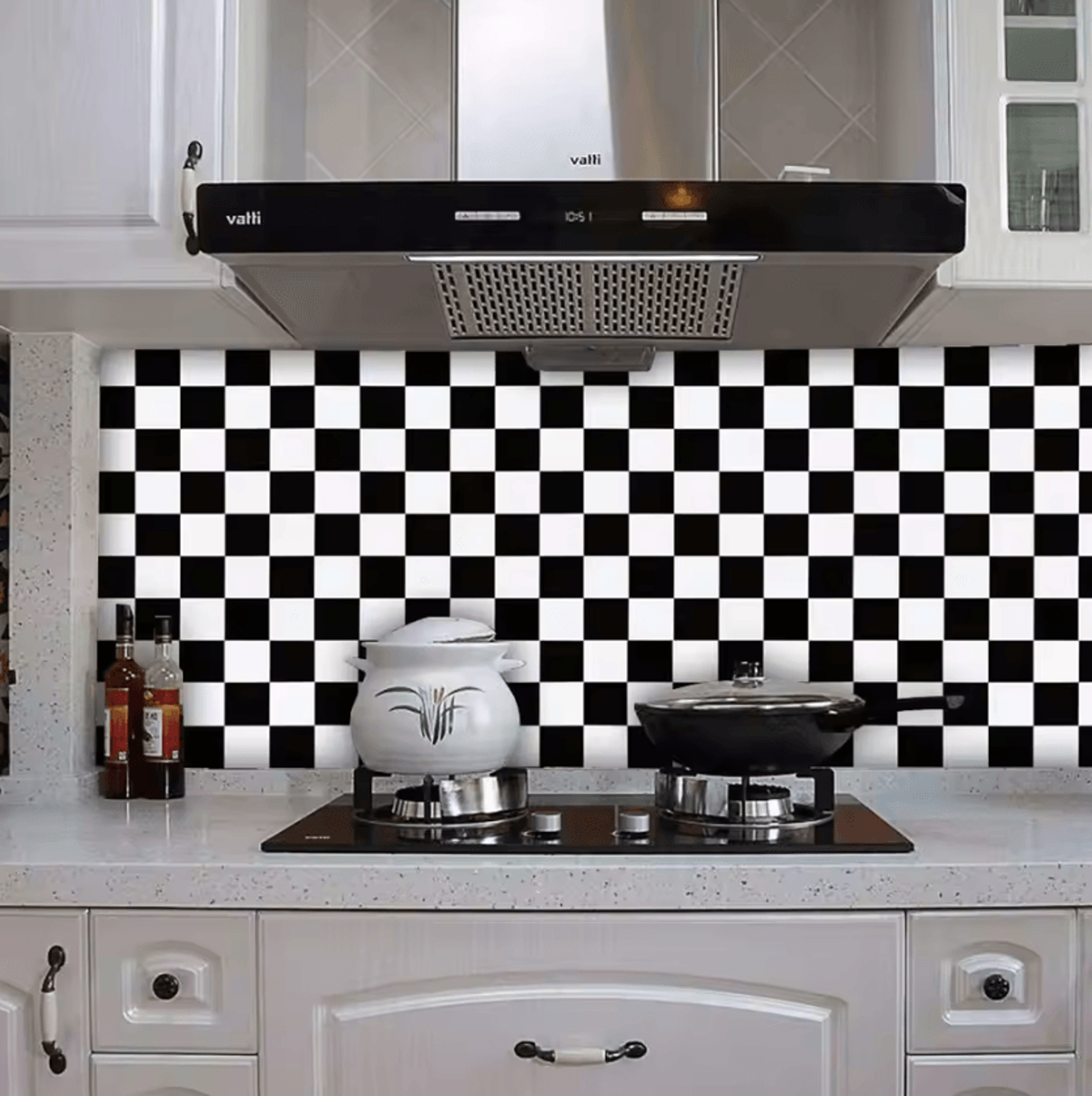 Black And White Checkered Peel And Stick Wallpaper 3