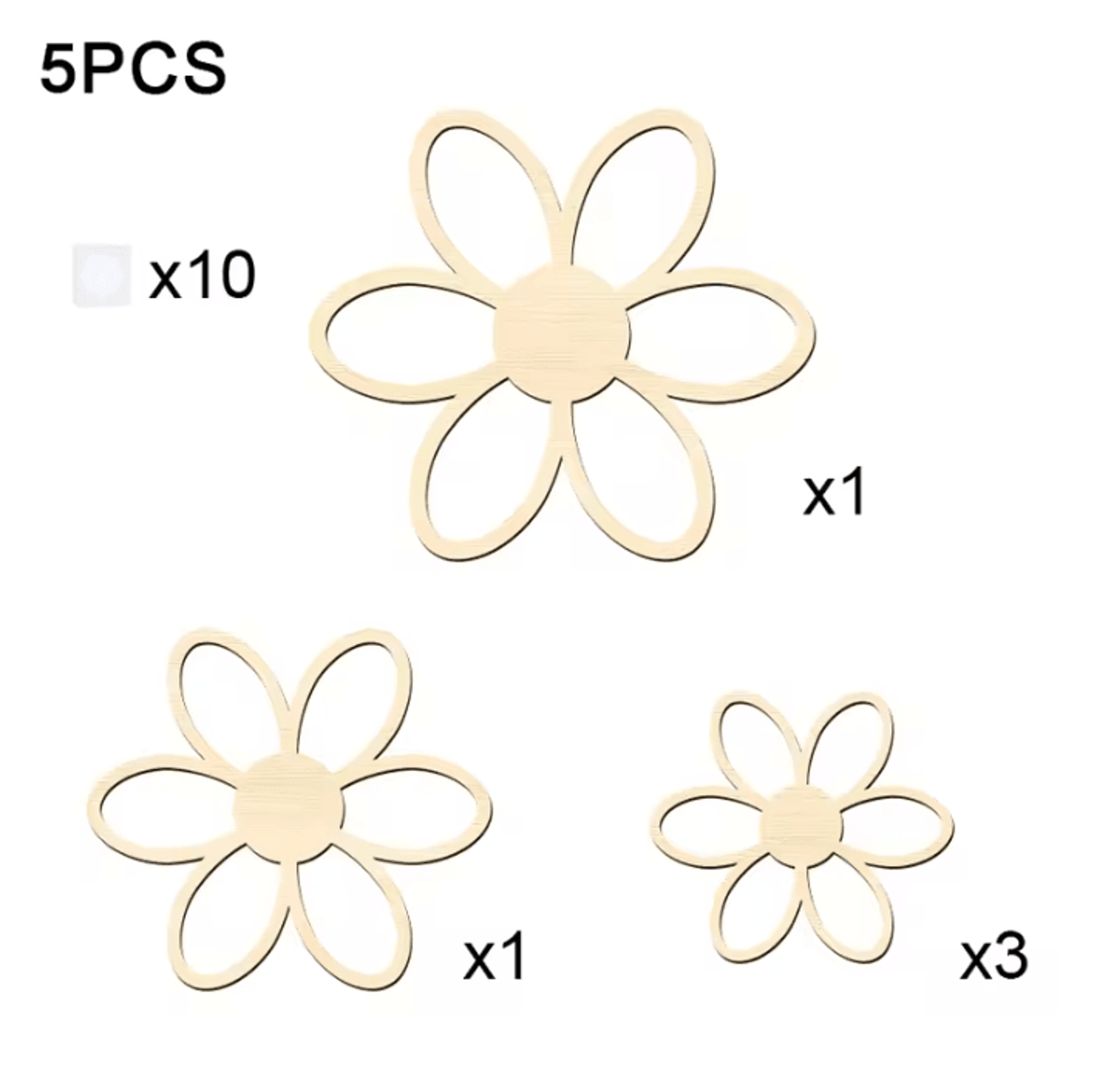 5 Piece Wooden Daisy Flower Wall Decor Set 4