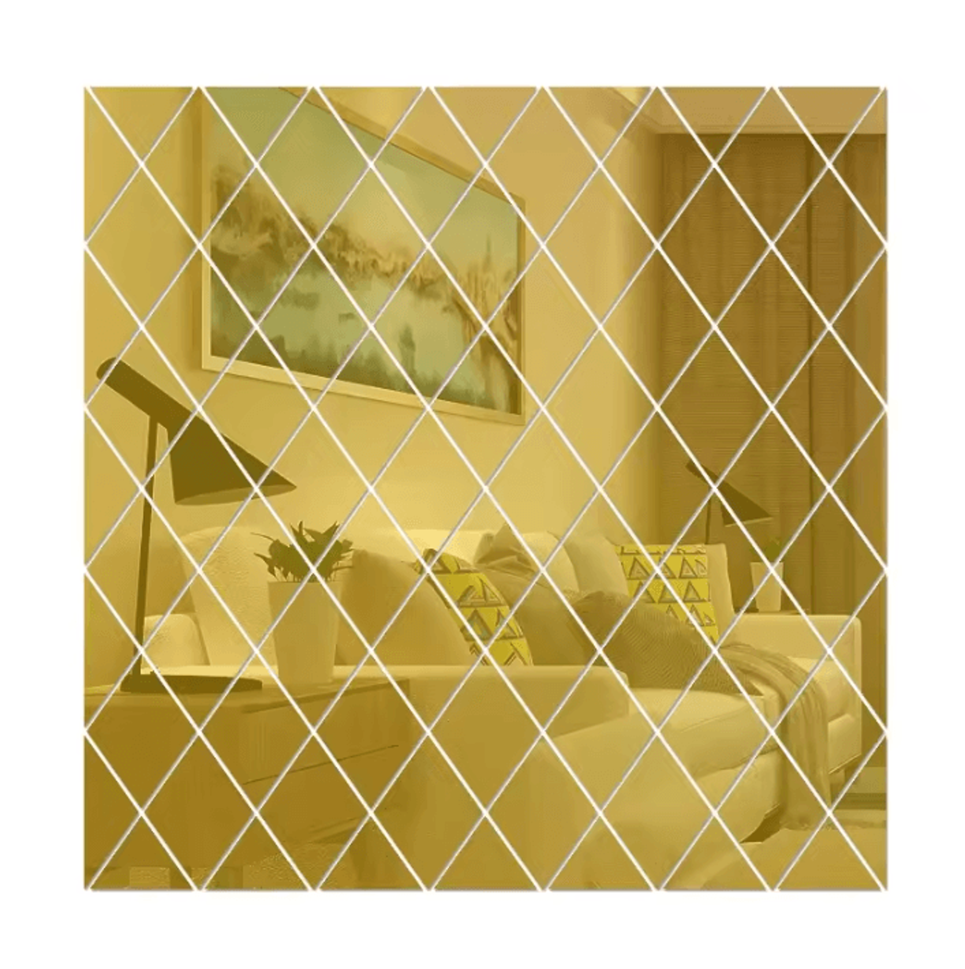 3D Rhombus Acrylic Mirror Wall Sticker Set 7