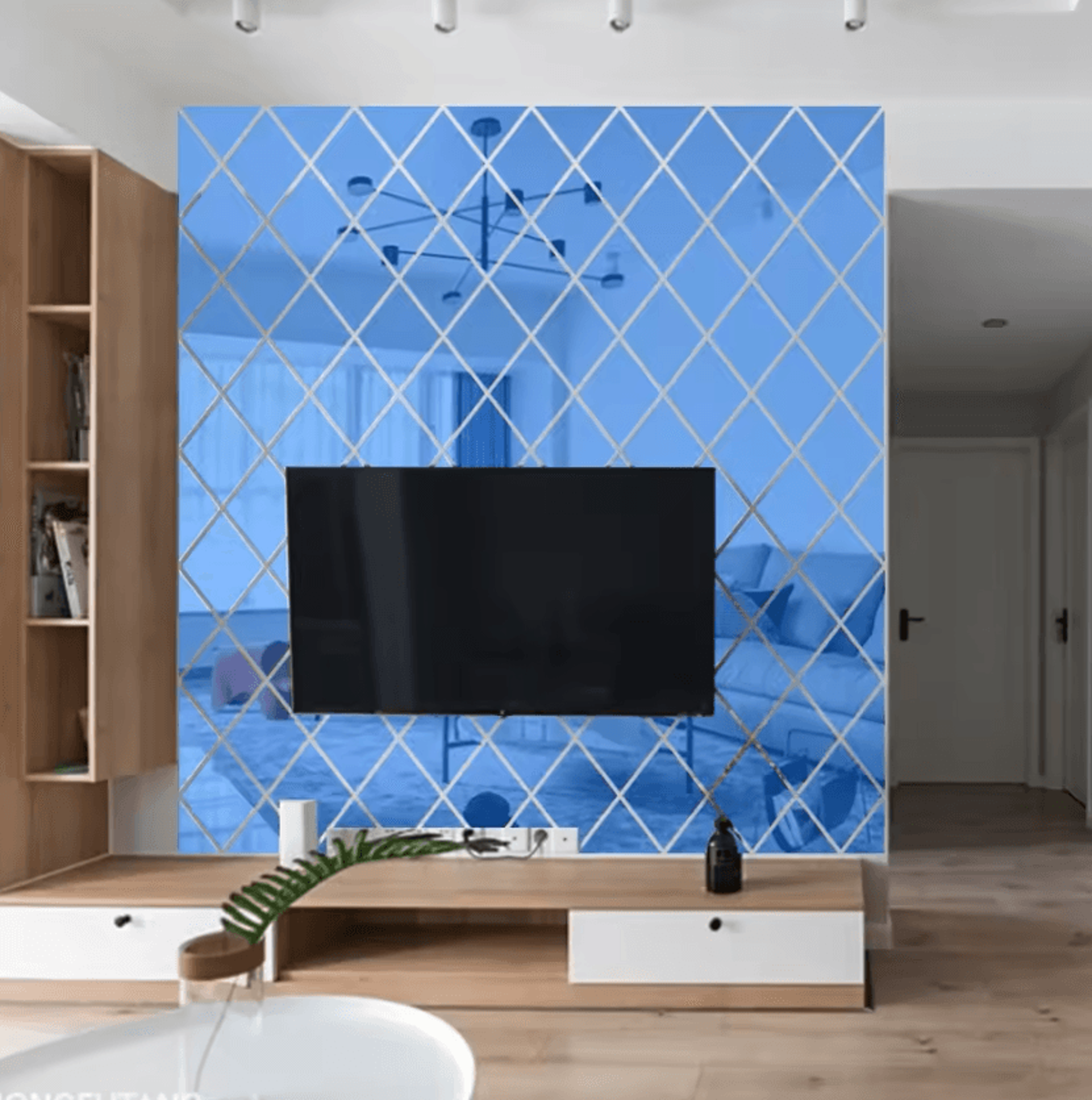 3D Rhombus Acrylic Mirror Wall Sticker Set 4