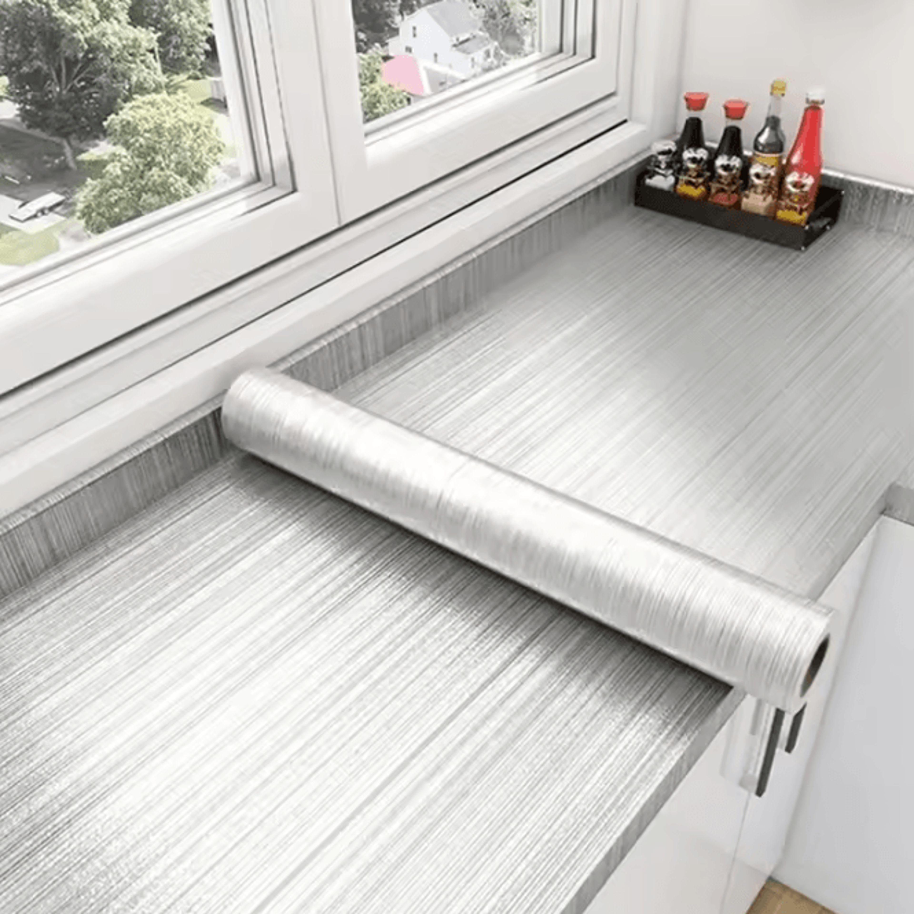 Brushed Silver Grid Peel And Stick Stainless Steel Wallpaper 3