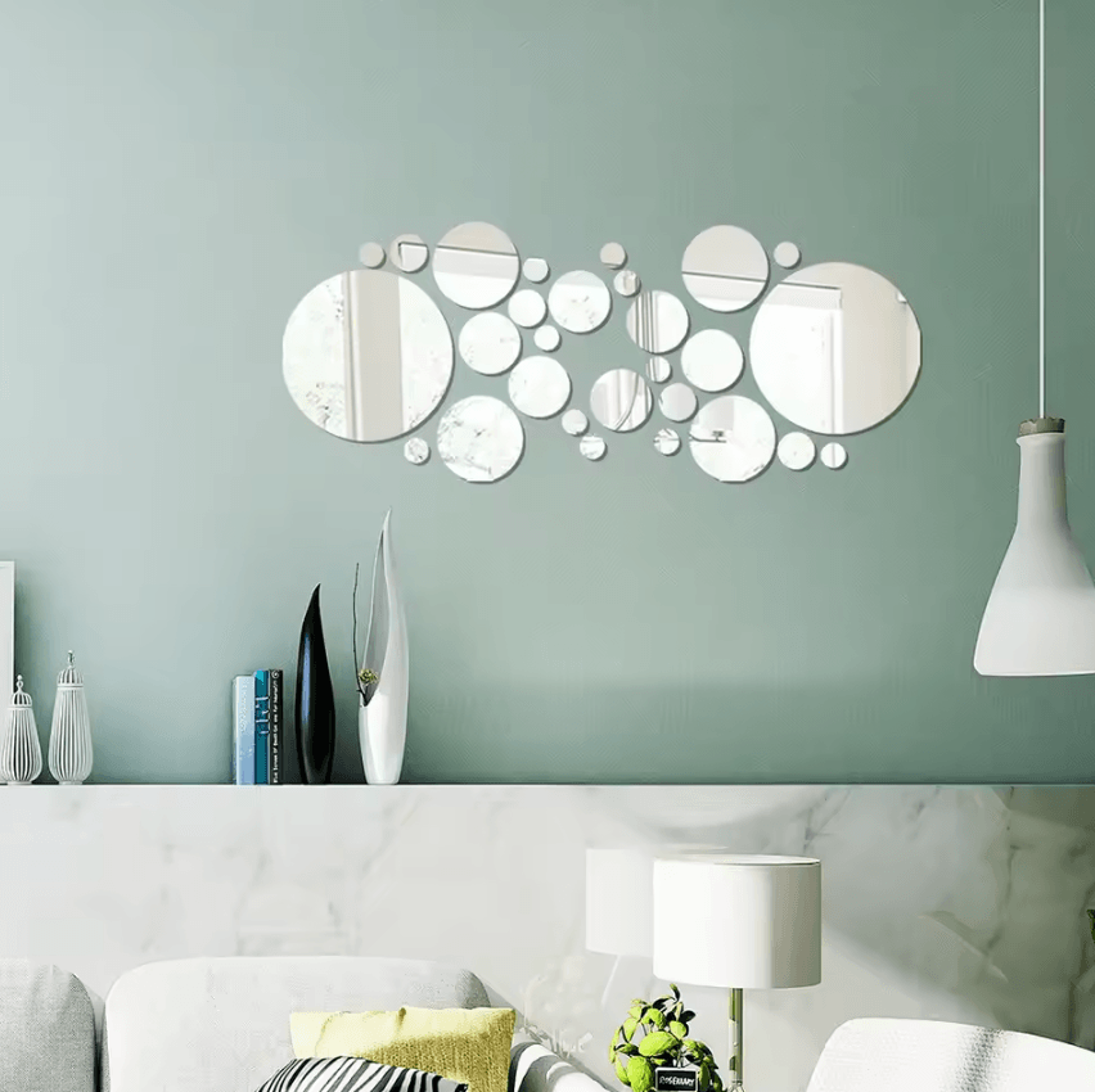 26 Piece Round Acrylic Mirror Wall Sticker Set 1