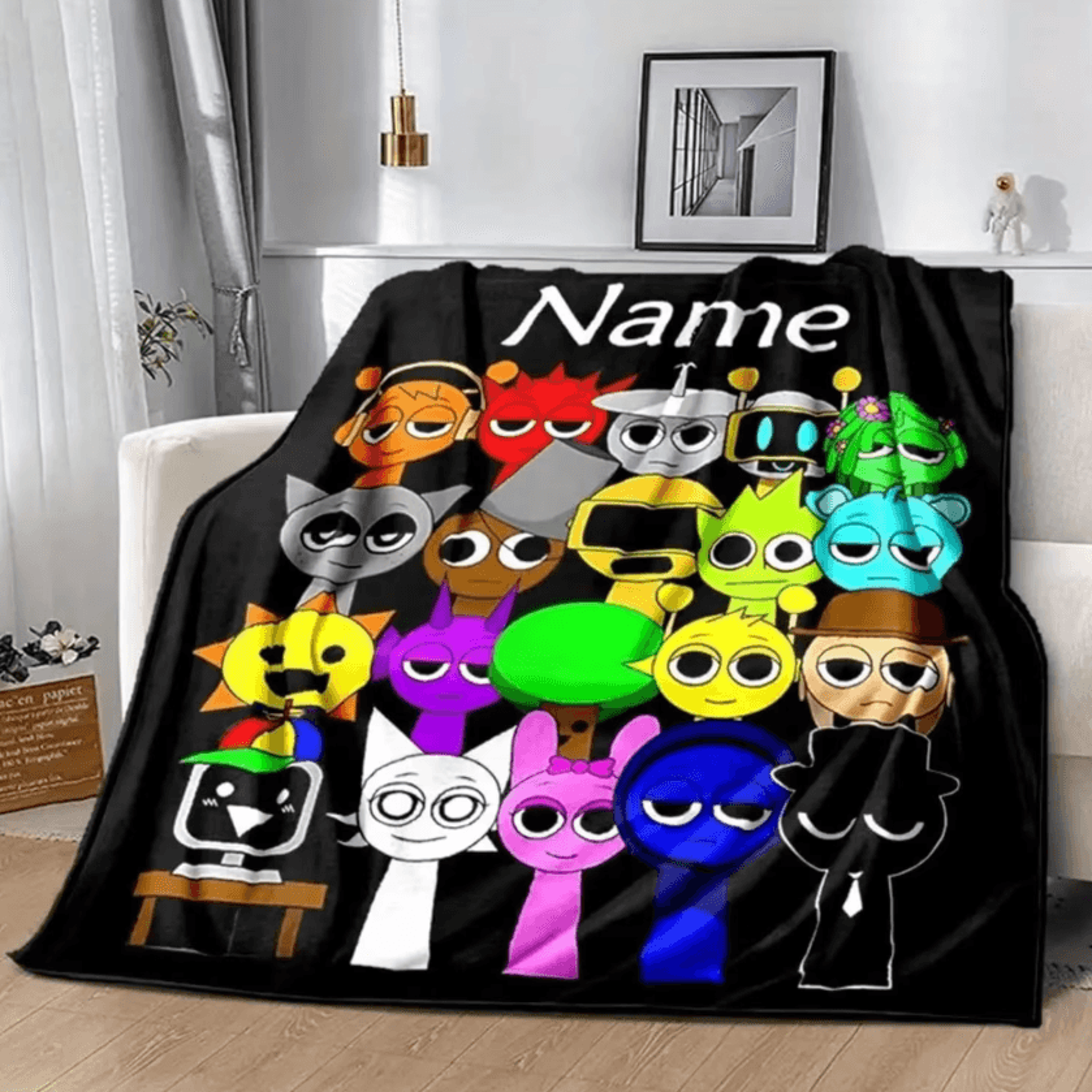 Personalized Sprunki Flannel Blanket For Kids 1