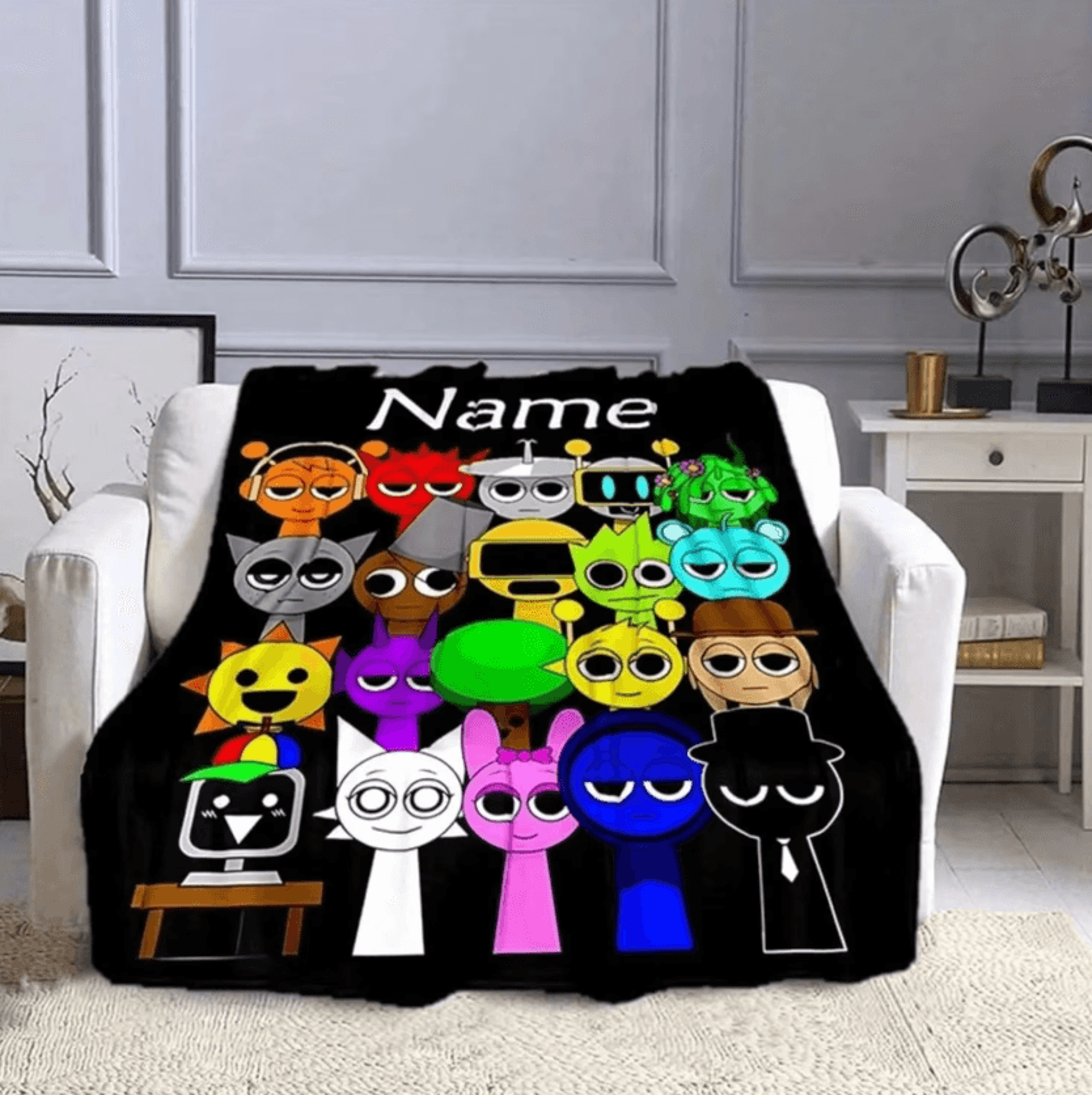 Personalized Sprunki Flannel Blanket For Kids 3