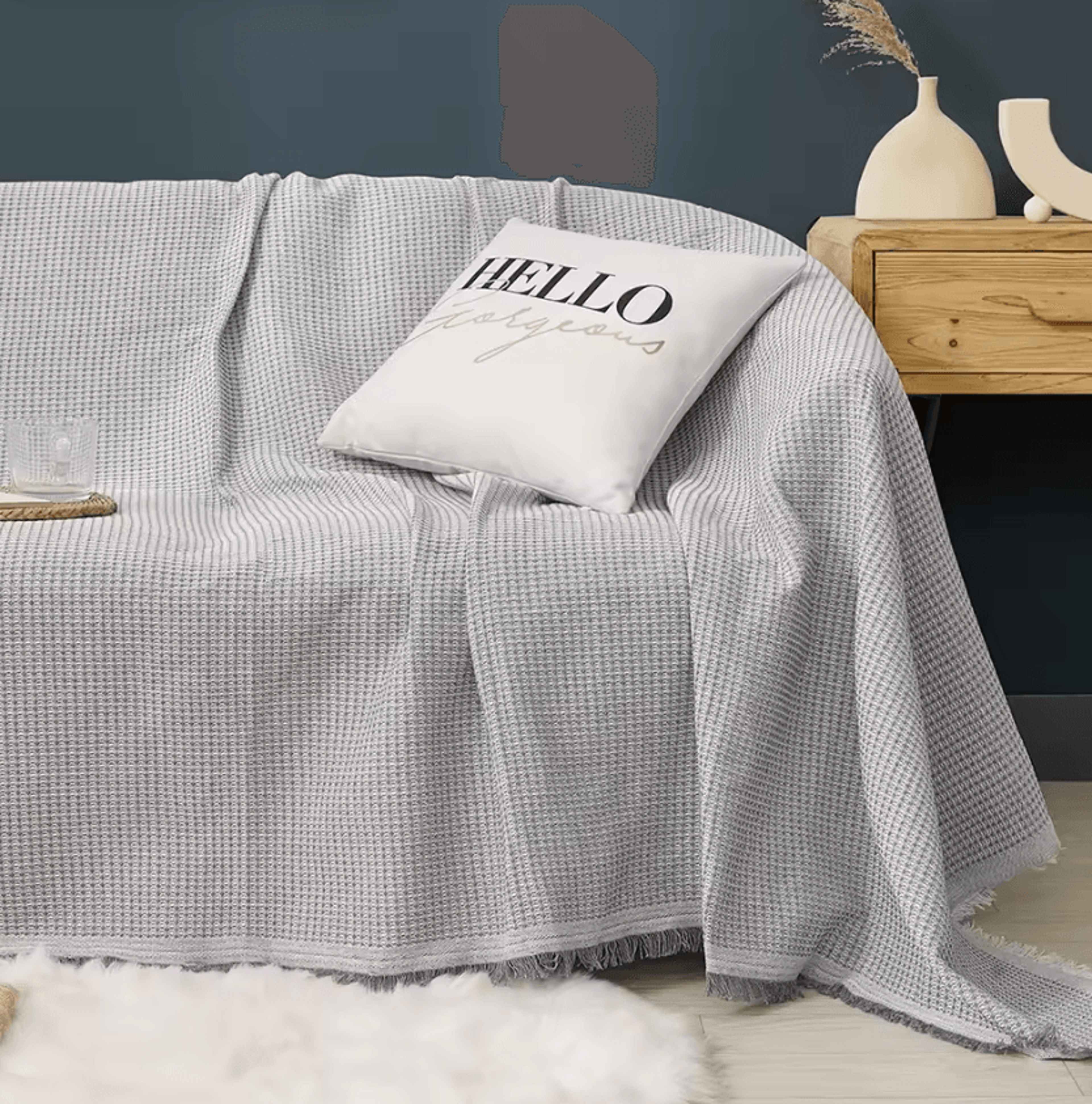 Washable Decorative Sofa Throw Cover For 3 Cushion Couches 3