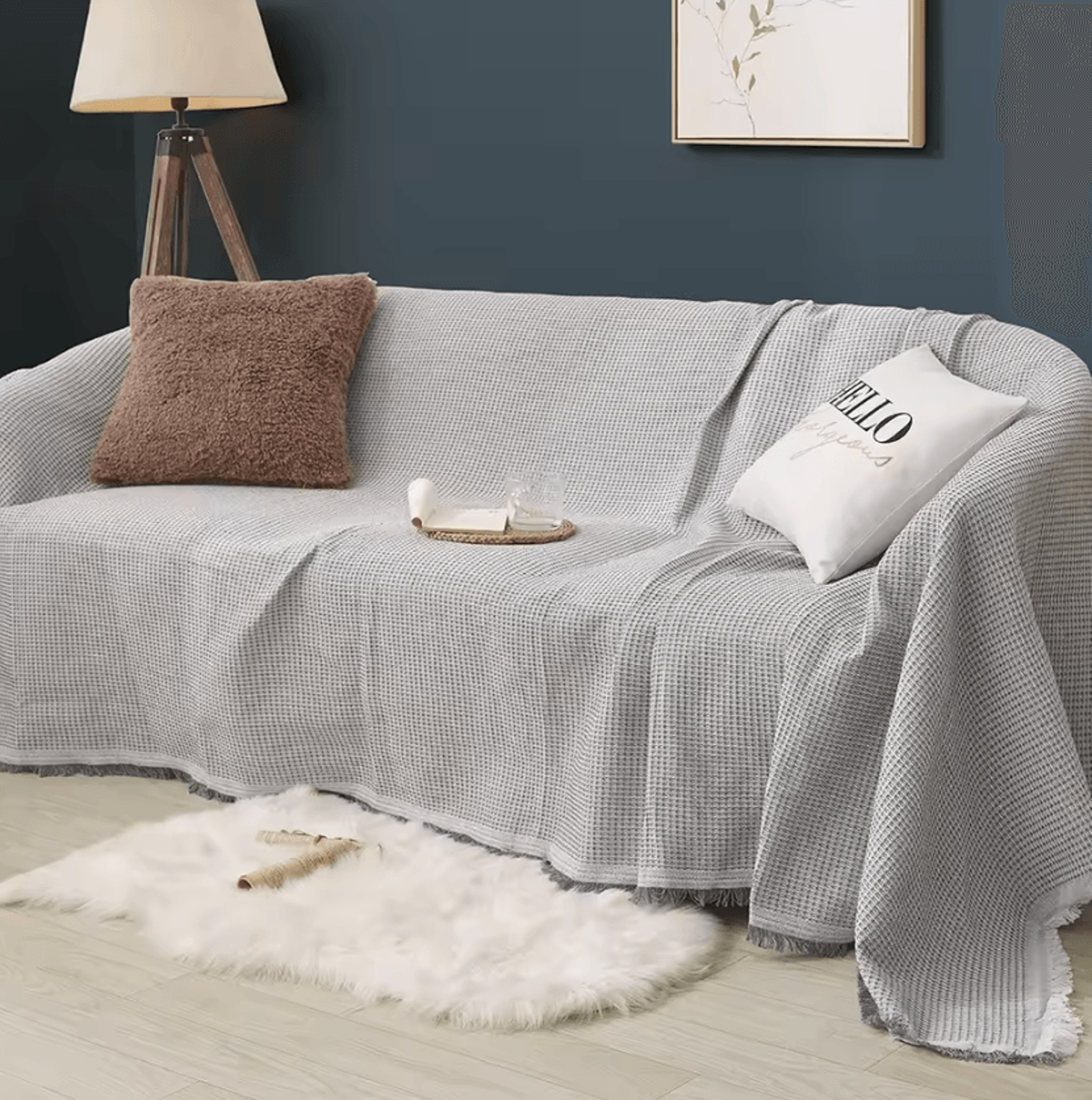 Washable Decorative Sofa Throw Cover For 3 Cushion Couches 2