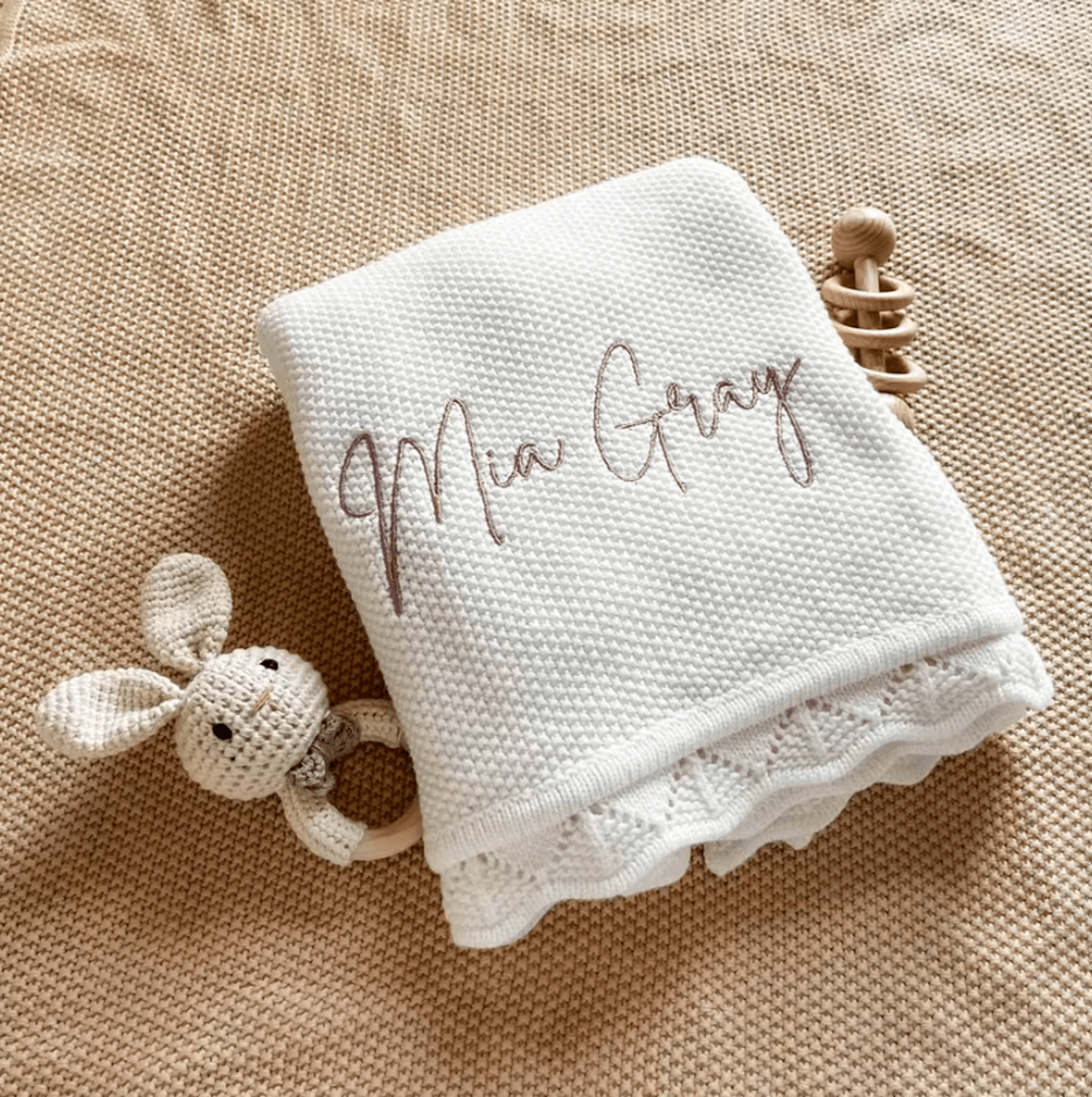 Personalized Knitted Baby Name Blanket 0