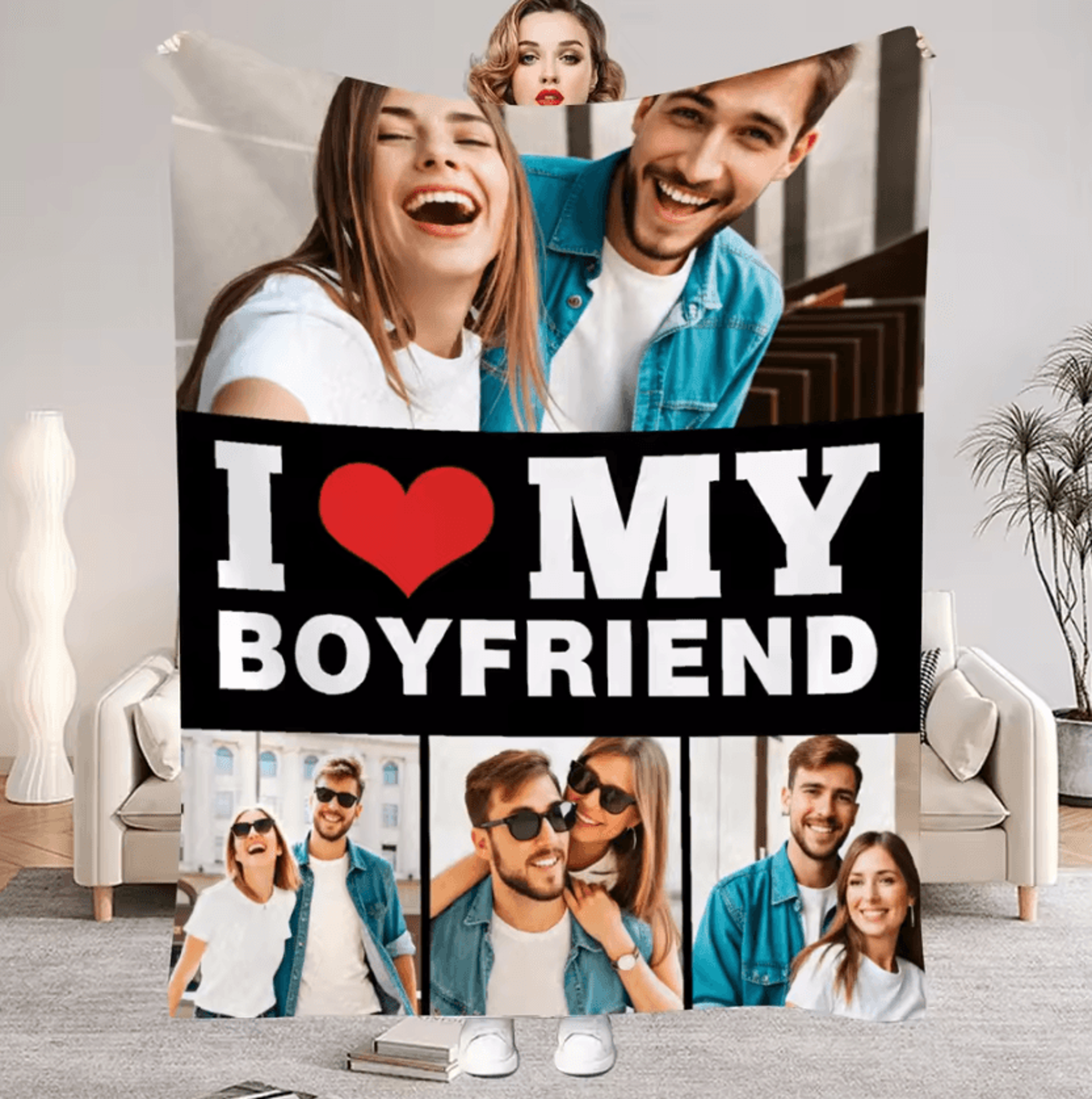 Personalized Photo Flannel Blanket For Couples 7