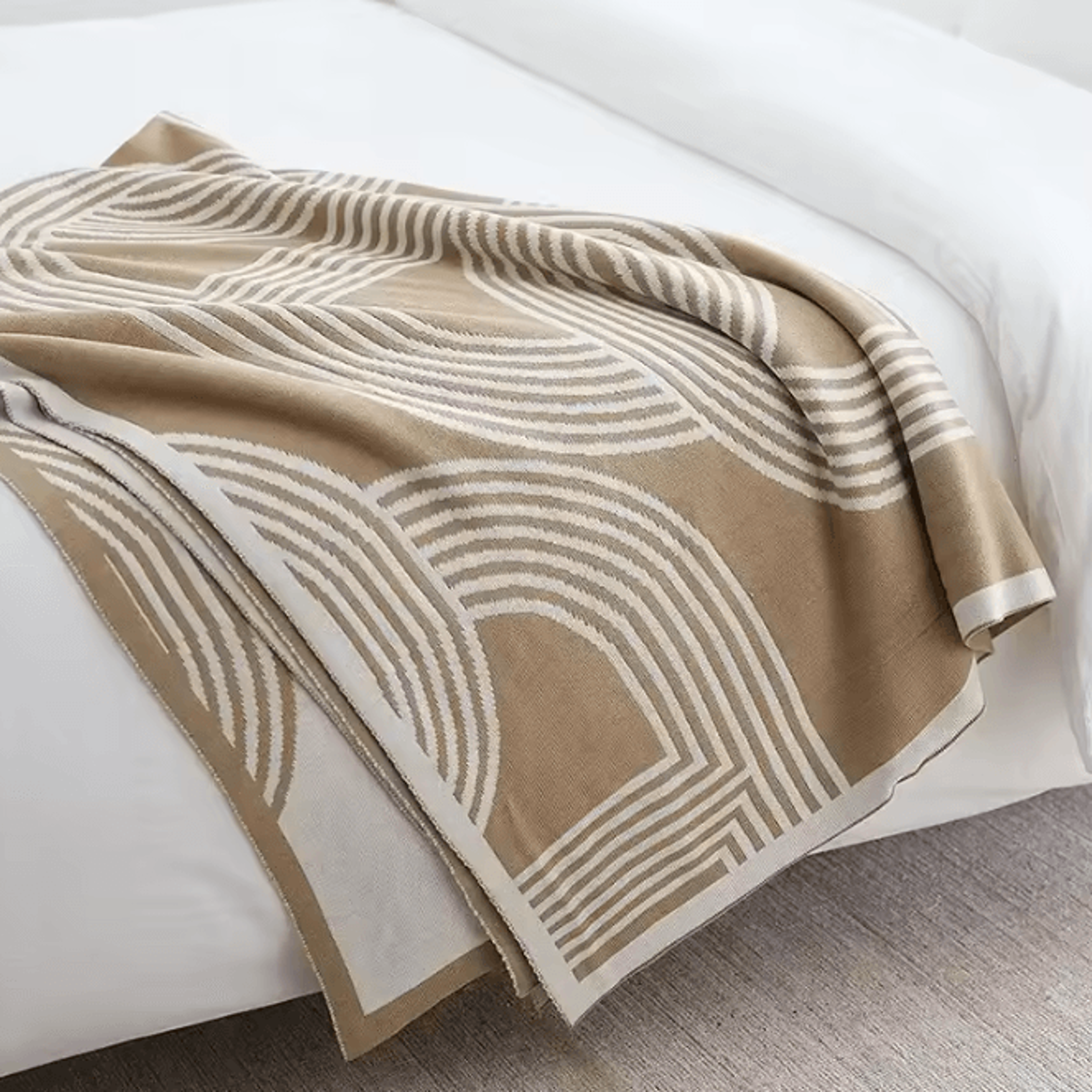 Nordic Geometric Knitted Throw Blanket 4