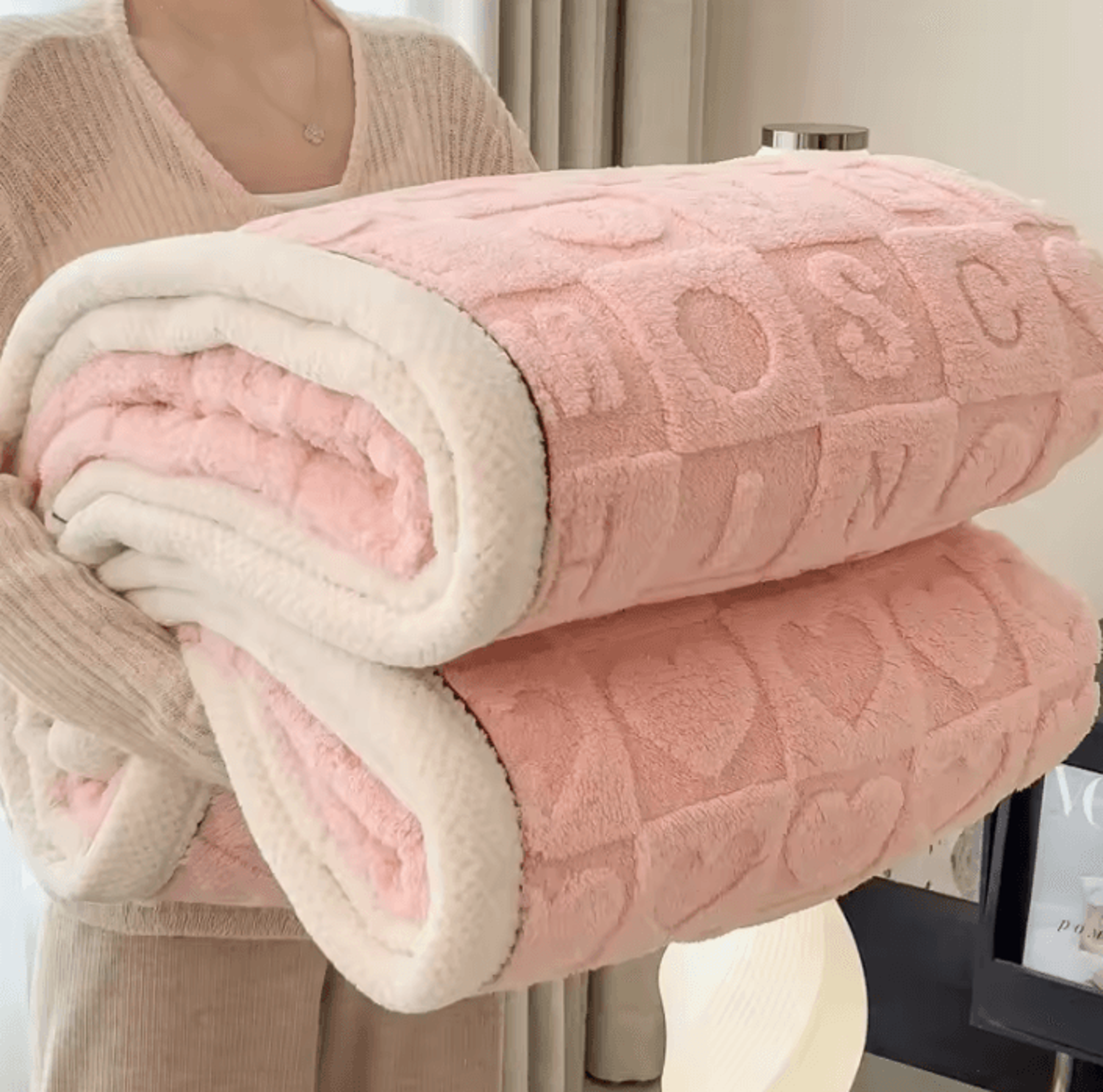 3D Heart Coral Fleece Throw Blanket 5