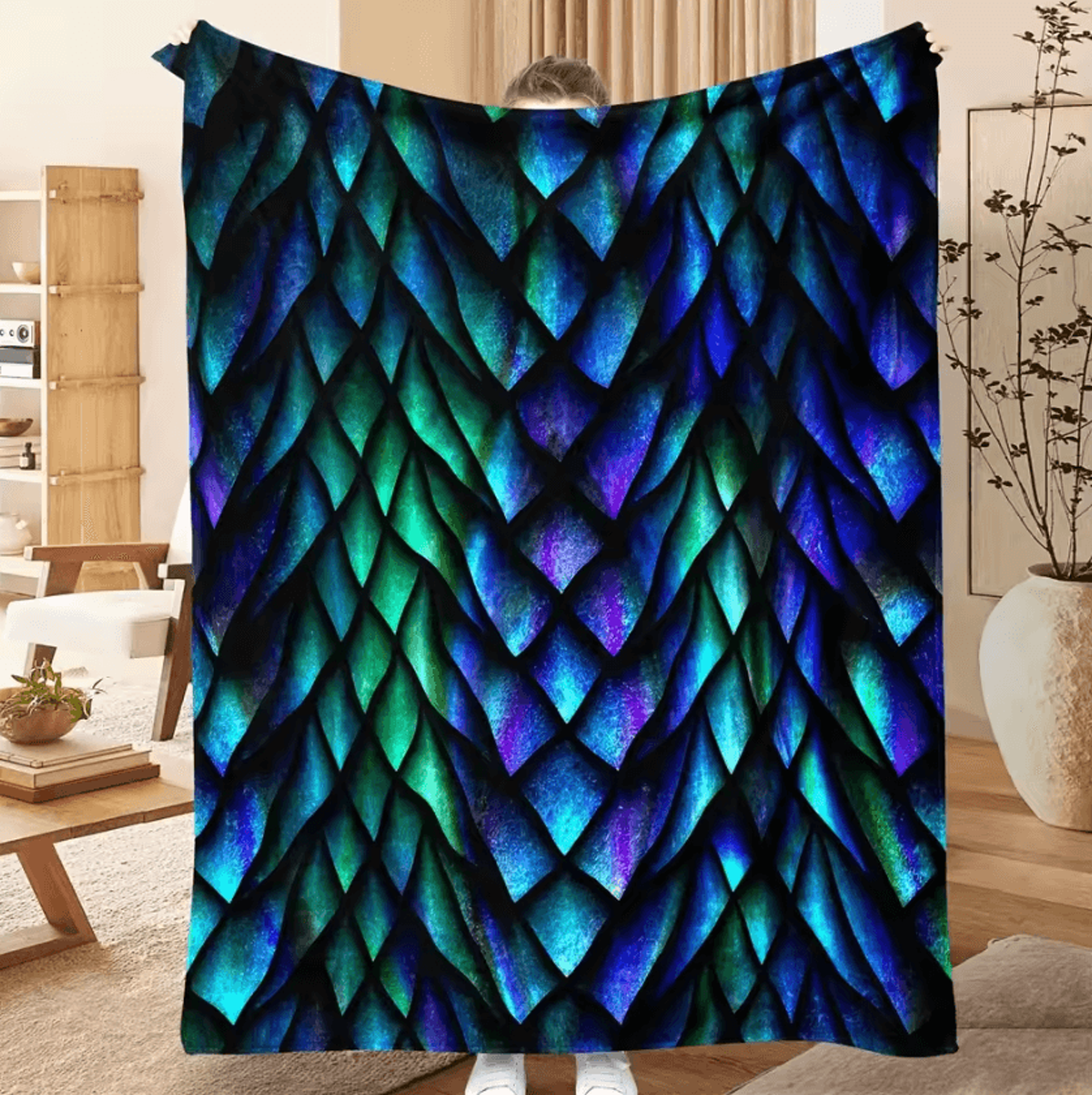 Dragon Scale Printed Flannel Fleece Throw Blanket 3