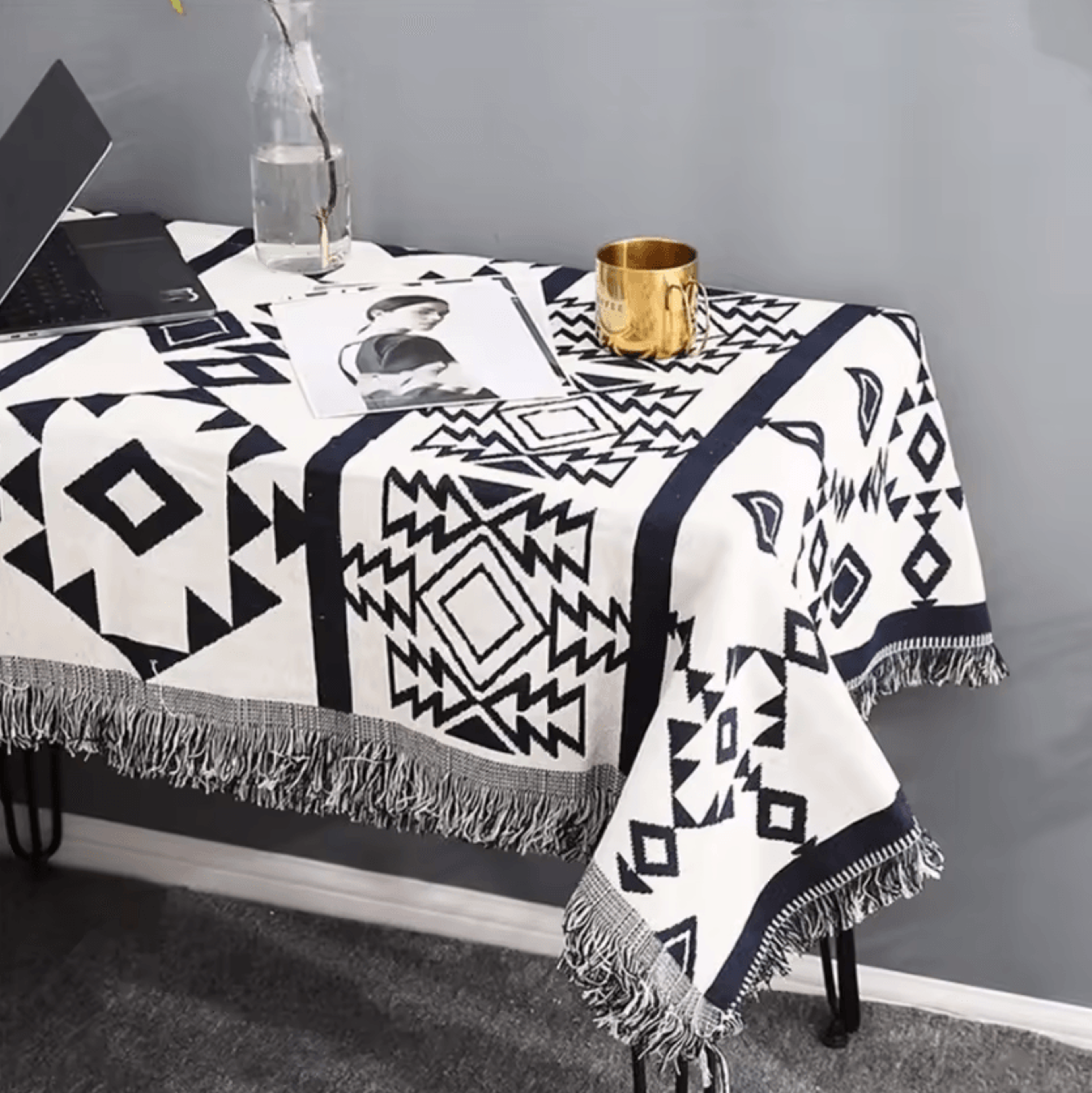 Bohemian Plaid Tassel Sofa Throw Blanket 3