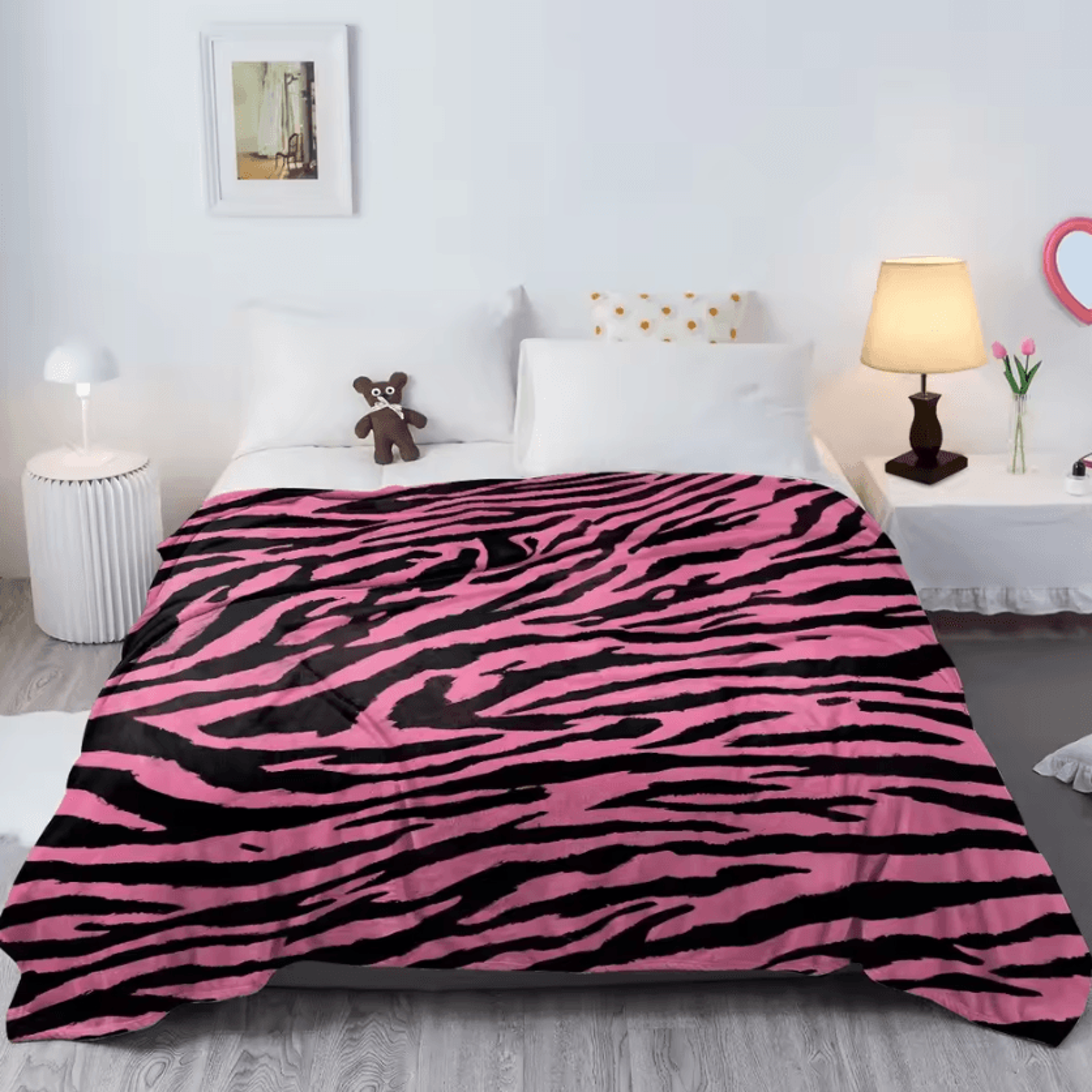 Pink Leopard Print Plush Throw Blanket 0