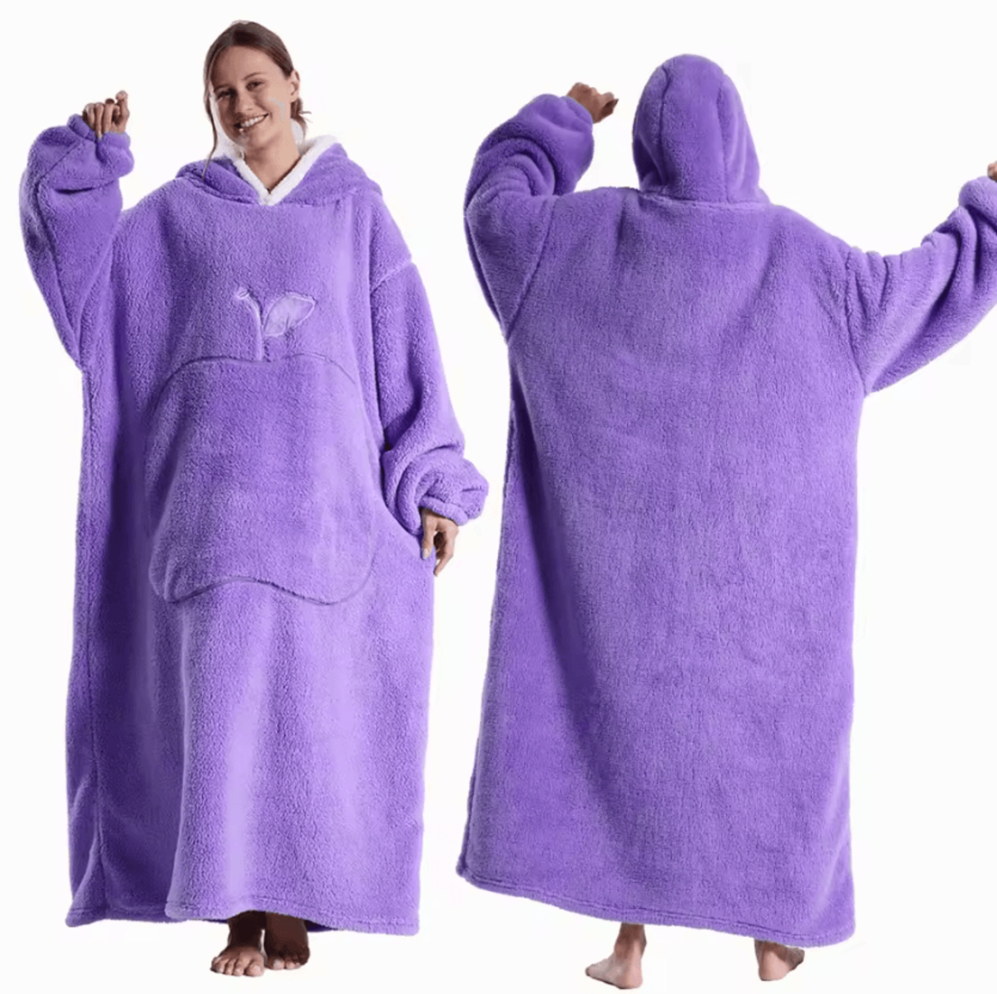 Extra Long Oversized Fleece Wearable Blanket Hoodie 5