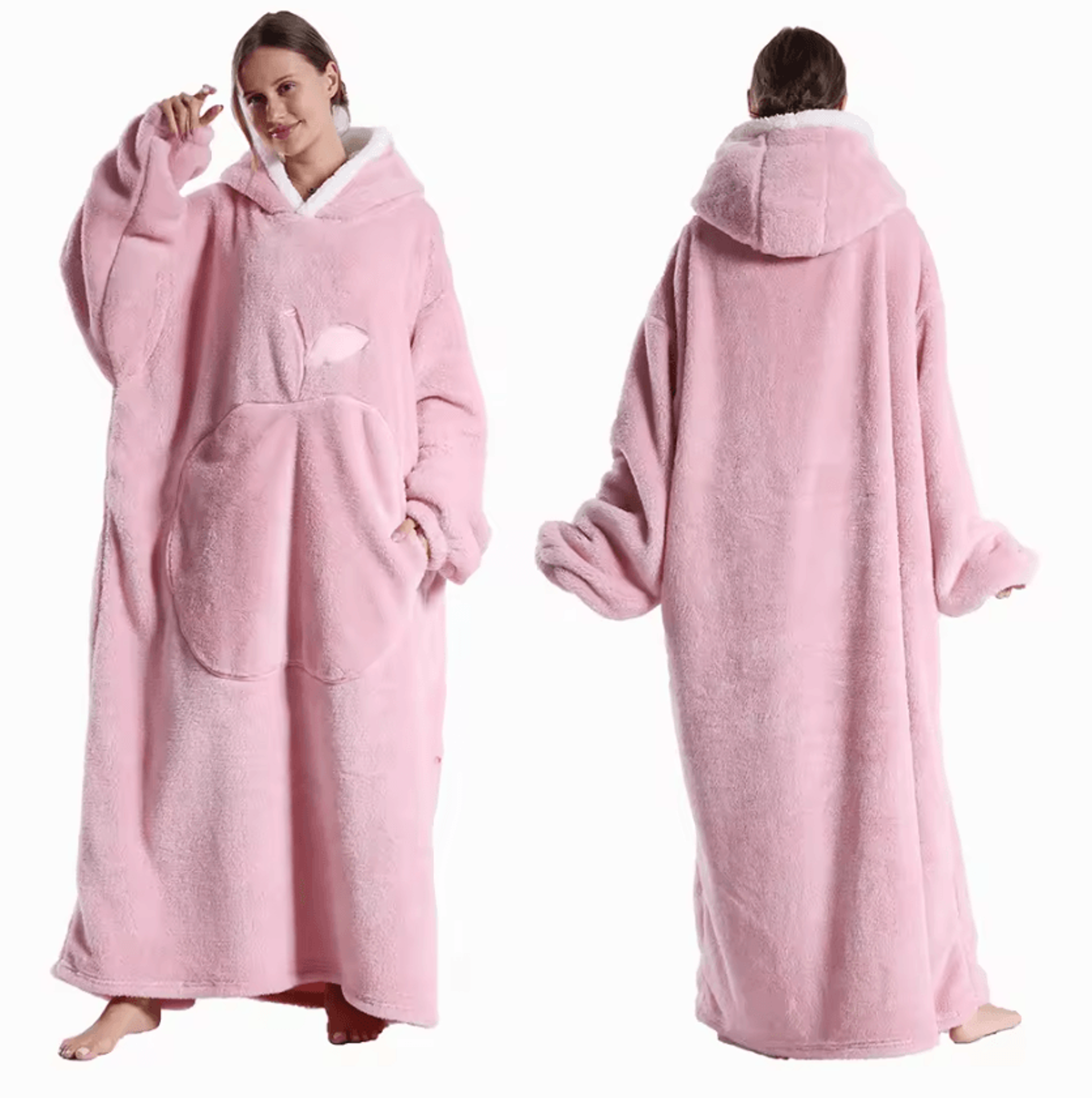 Extra Long Oversized Fleece Wearable Blanket Hoodie 7