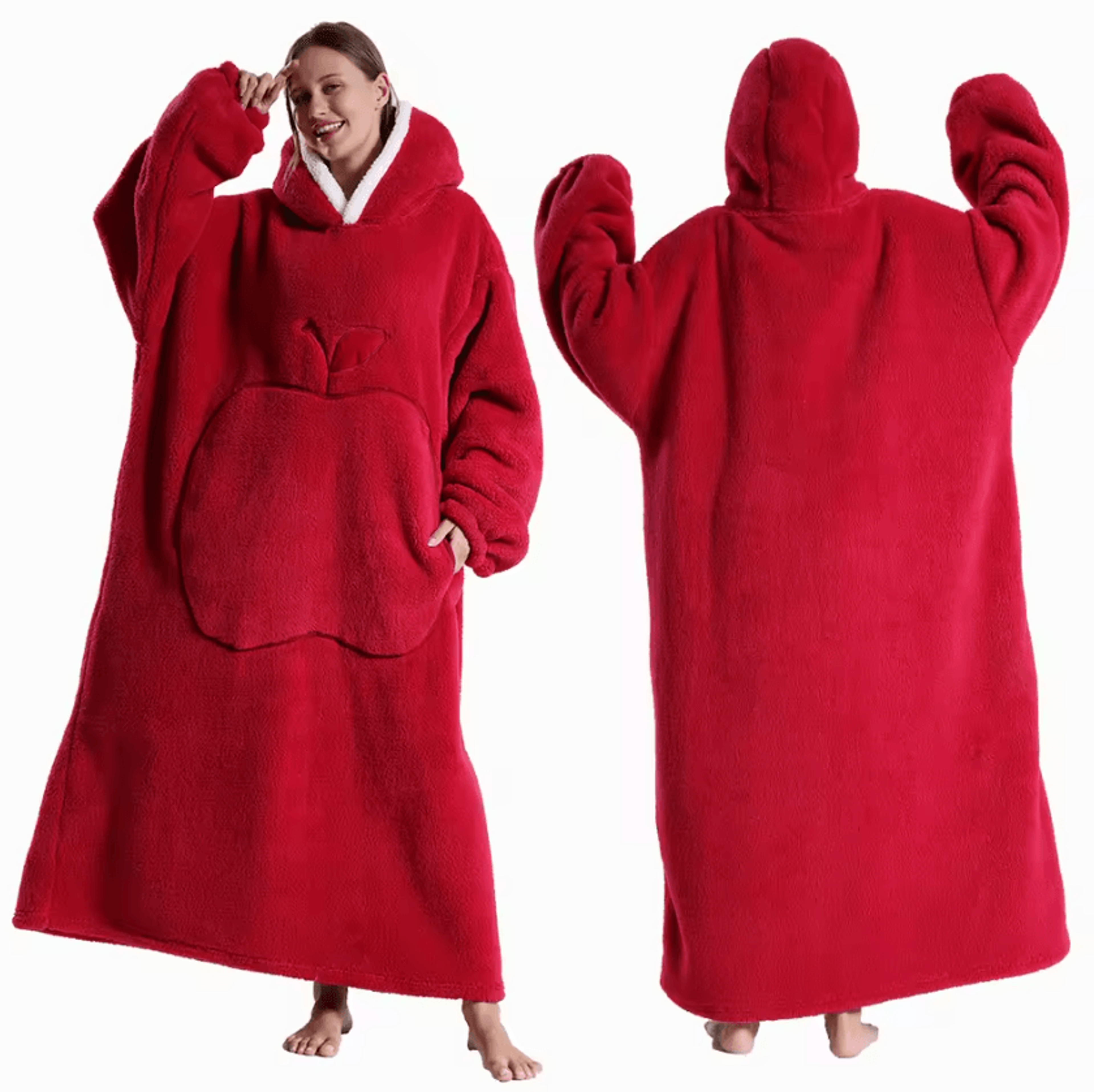 Extra Long Oversized Fleece Wearable Blanket Hoodie 10
