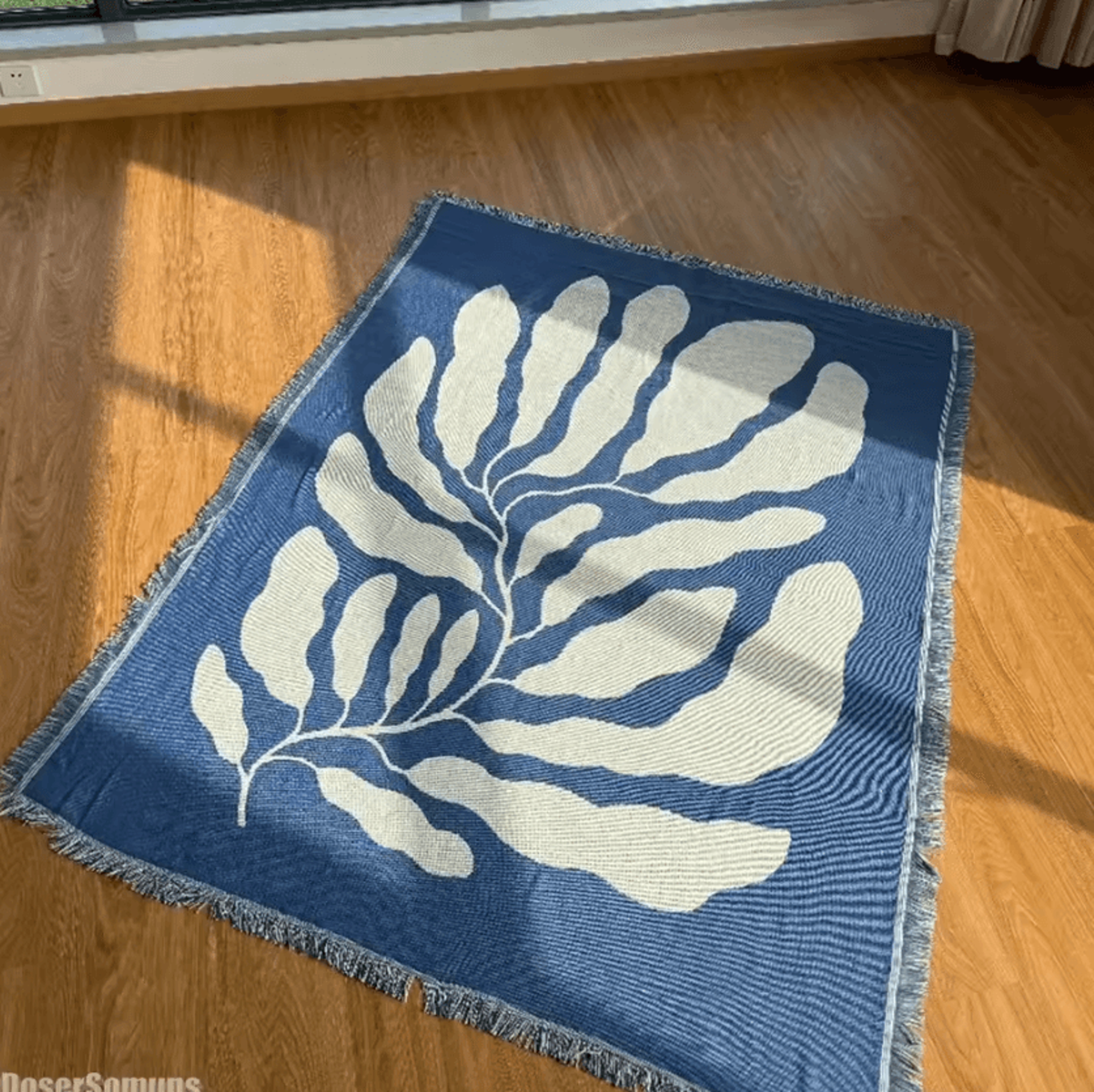 Blue American Country Tassel Sofa Throw Blanket 1