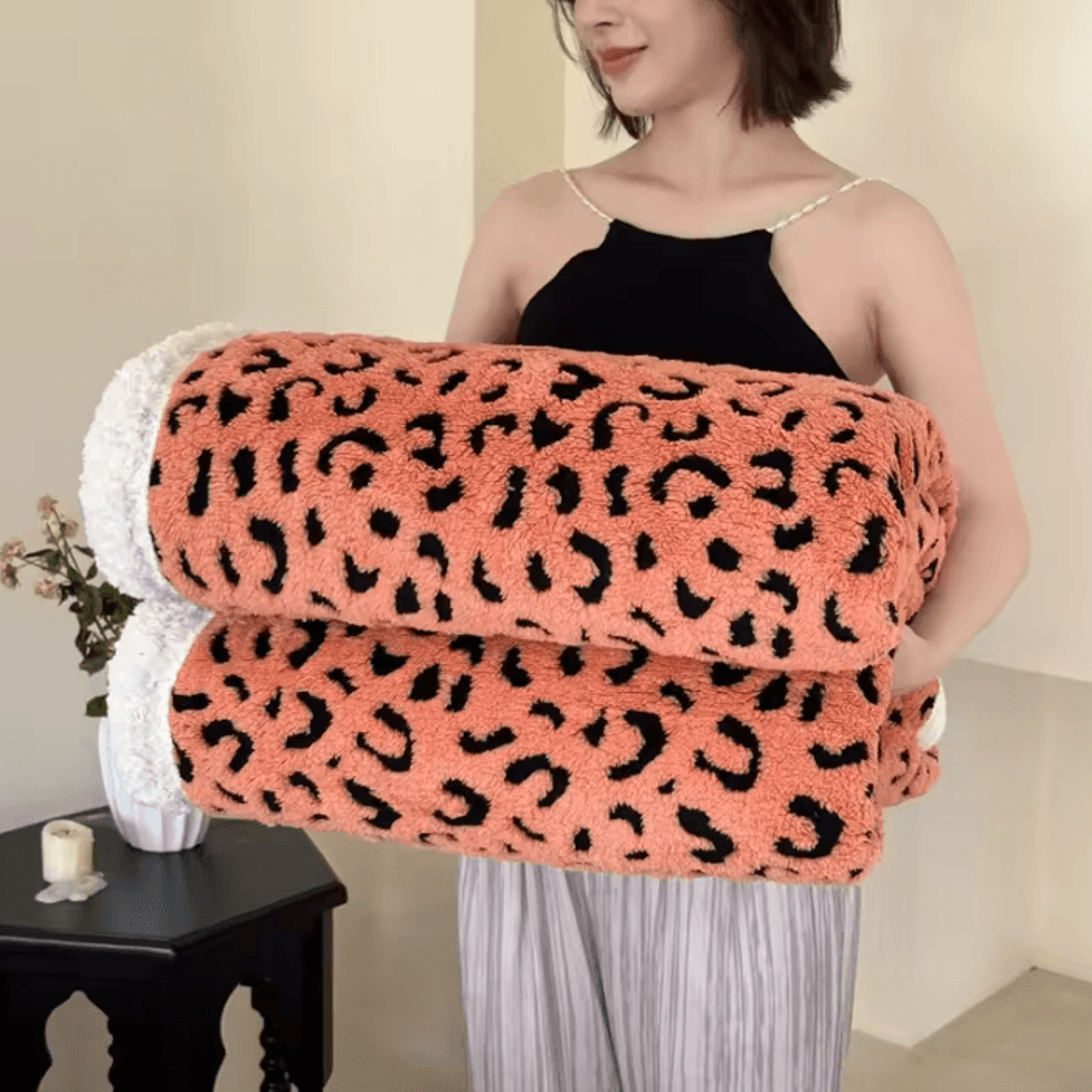 Leopard Print Lambswool Jacquard Throw Blanket 6