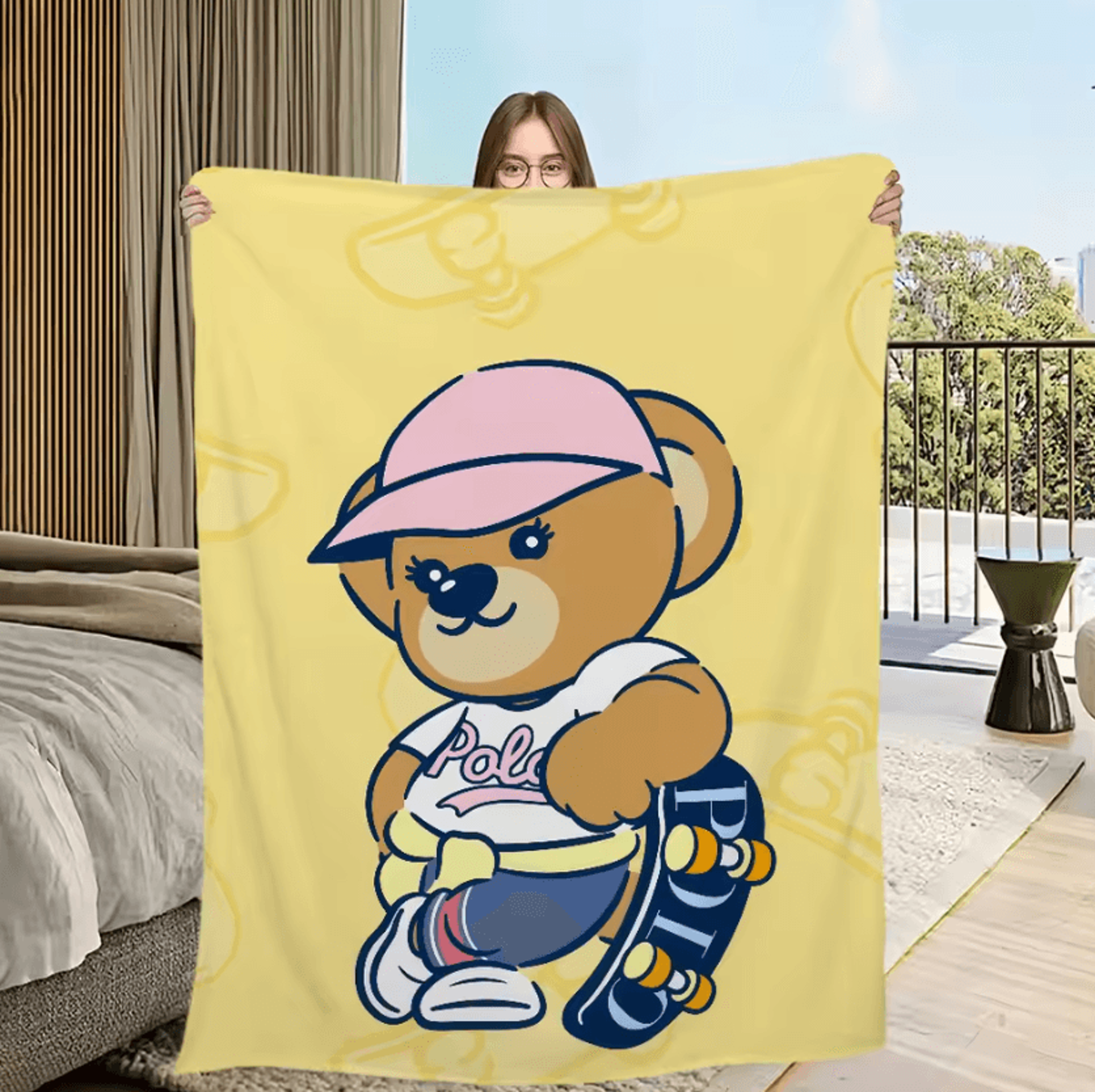 Cute Bear Soft Plush Flannel Throw Blanket 7