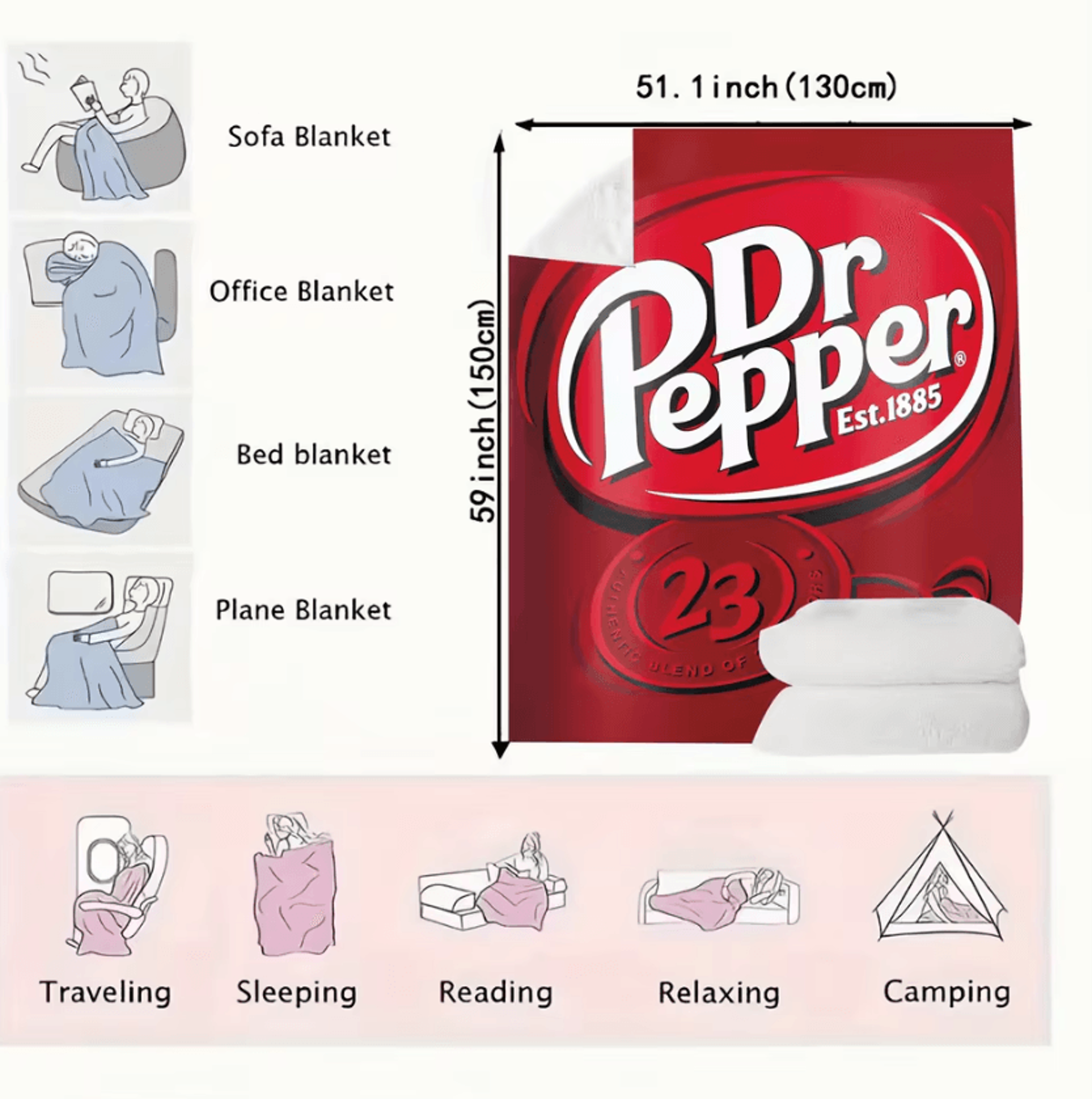 Dr Pepper Soft Flannel Throw Blanket 4