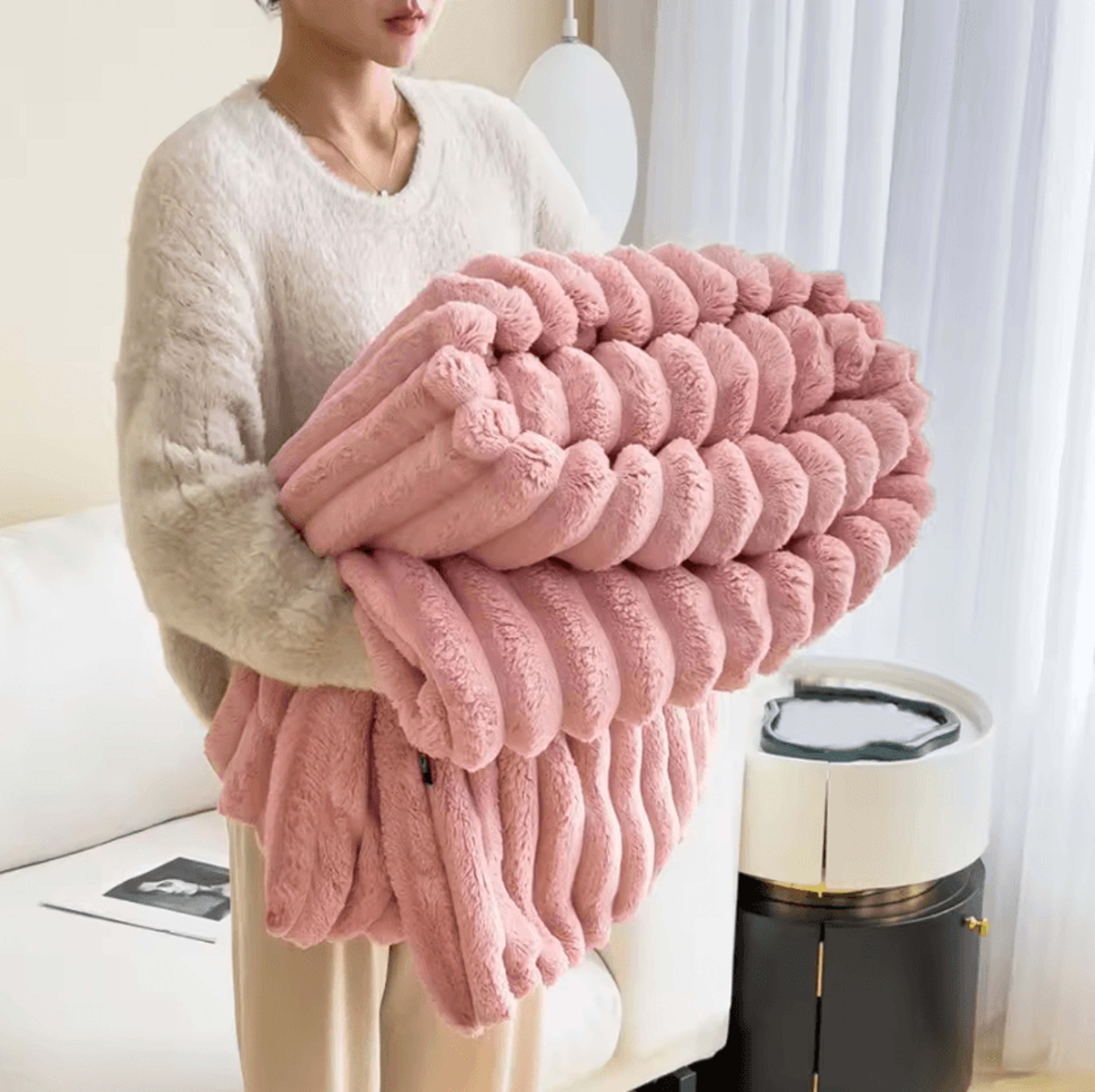 Double Sided Plush Striped Throw Blanket 12