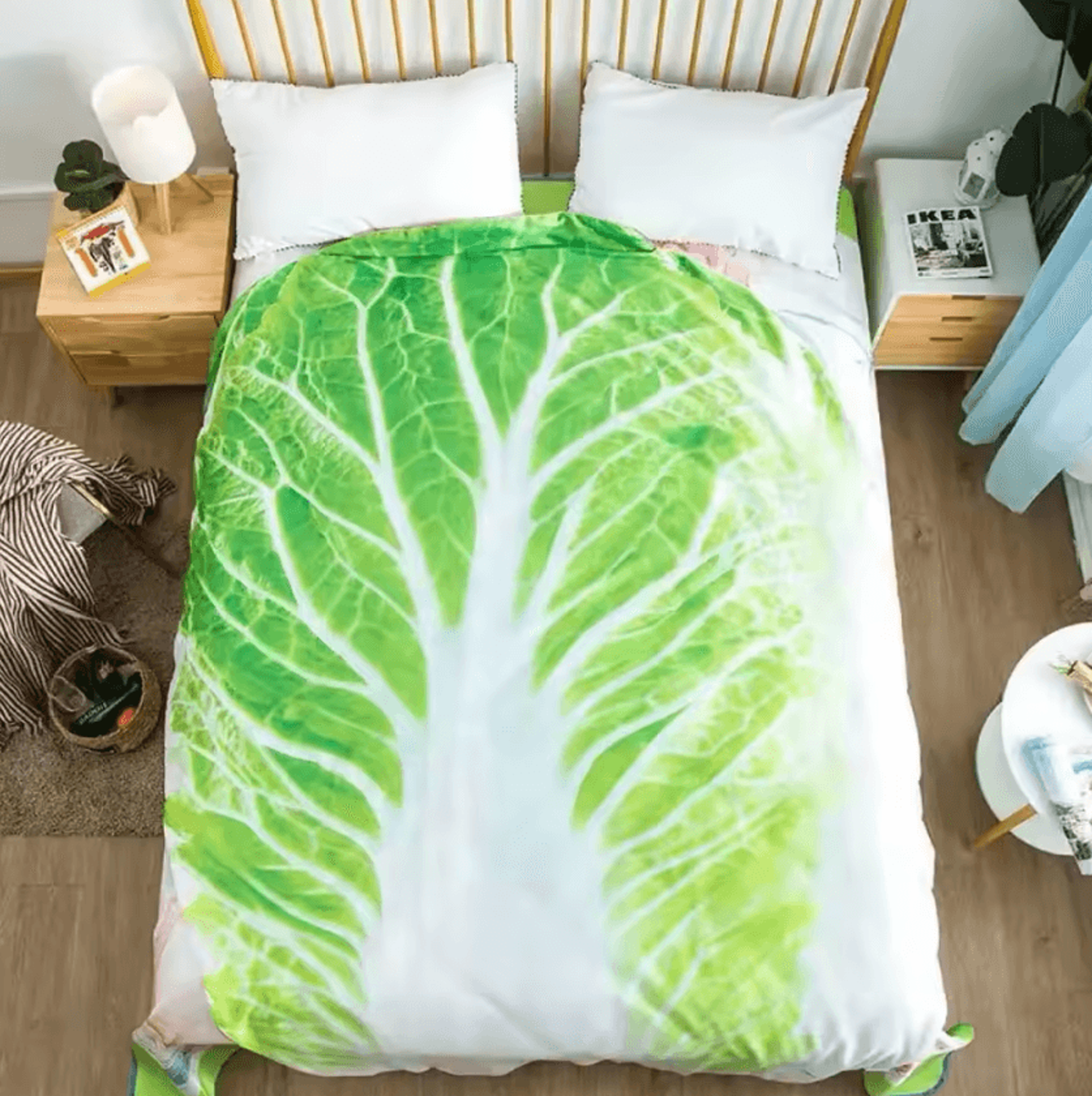 Double Sided Cabbage Flannel Throw Blanket 4