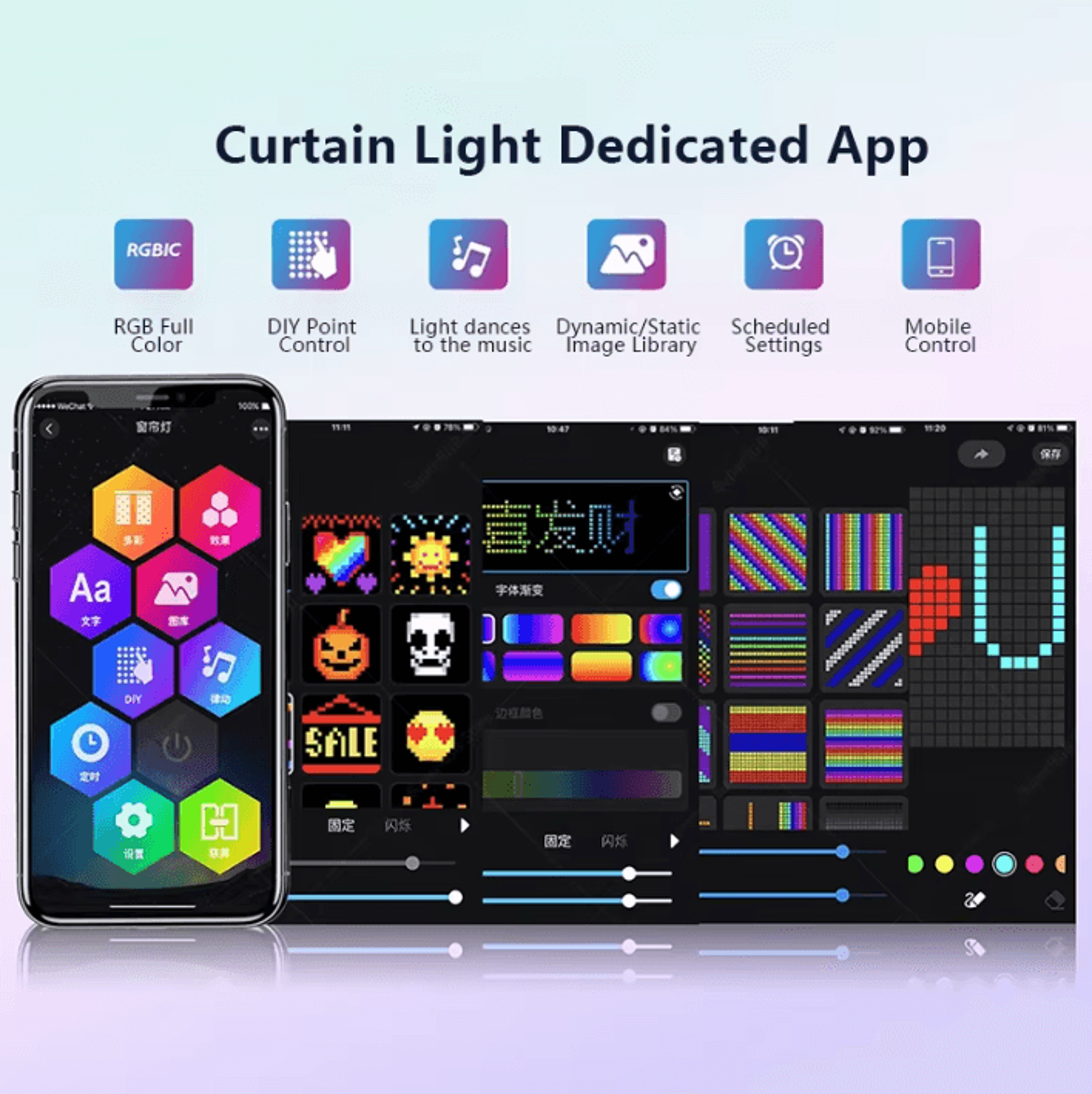 400 LED Smart Music Sync Curtain Lights 2