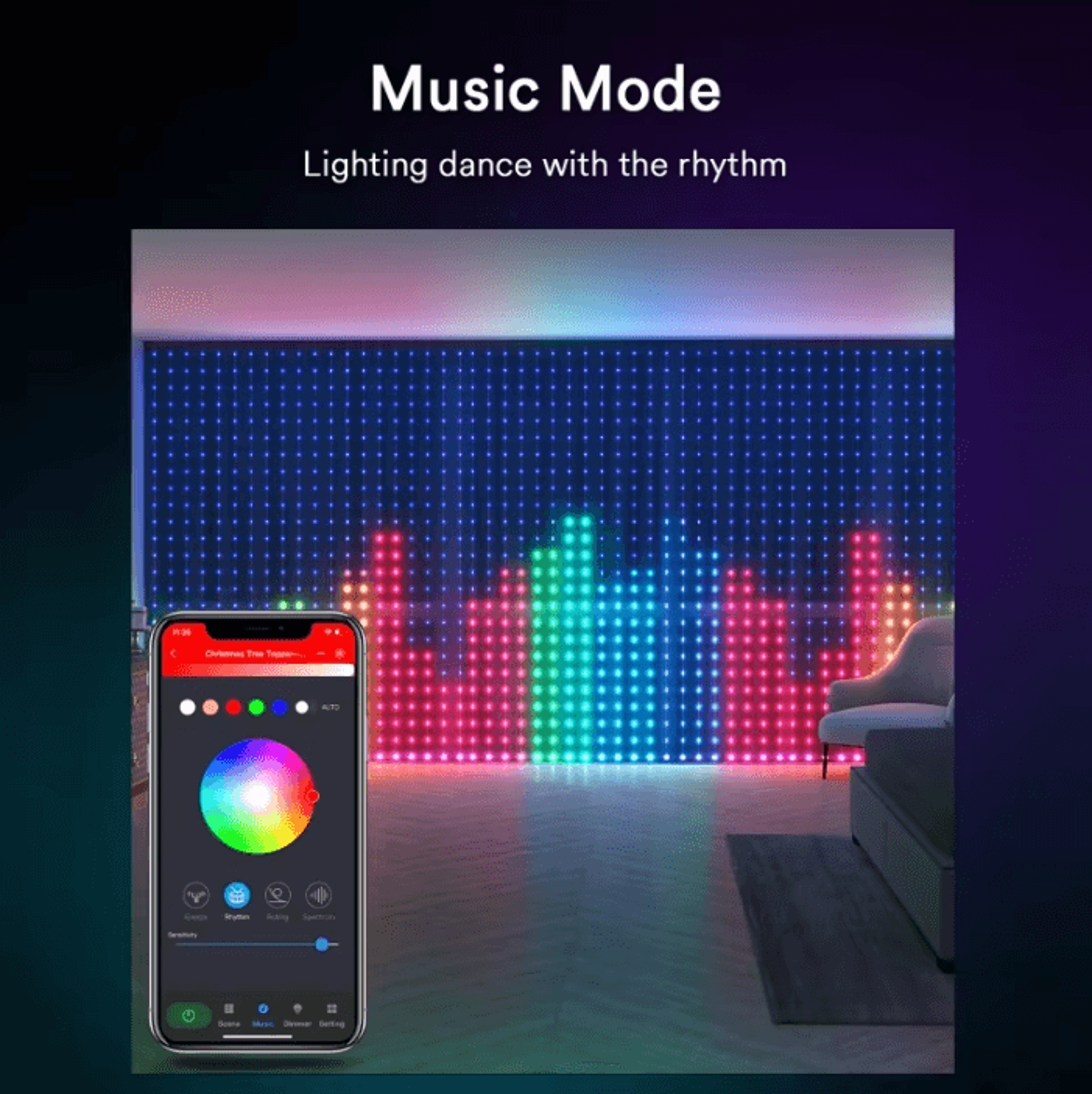 Smart RGB Color Changing Curtain Lights 2