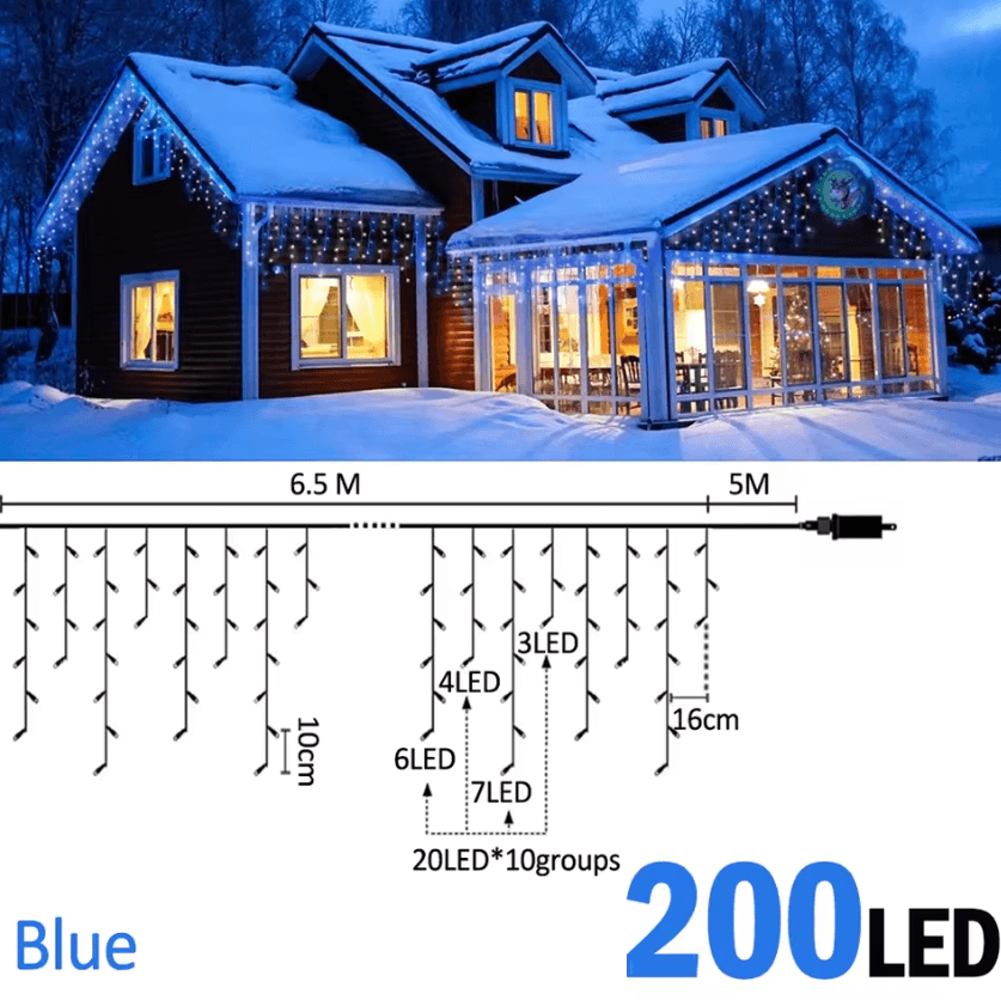 Waterproof 8 Mode LED Icicle Curtain Lights 3