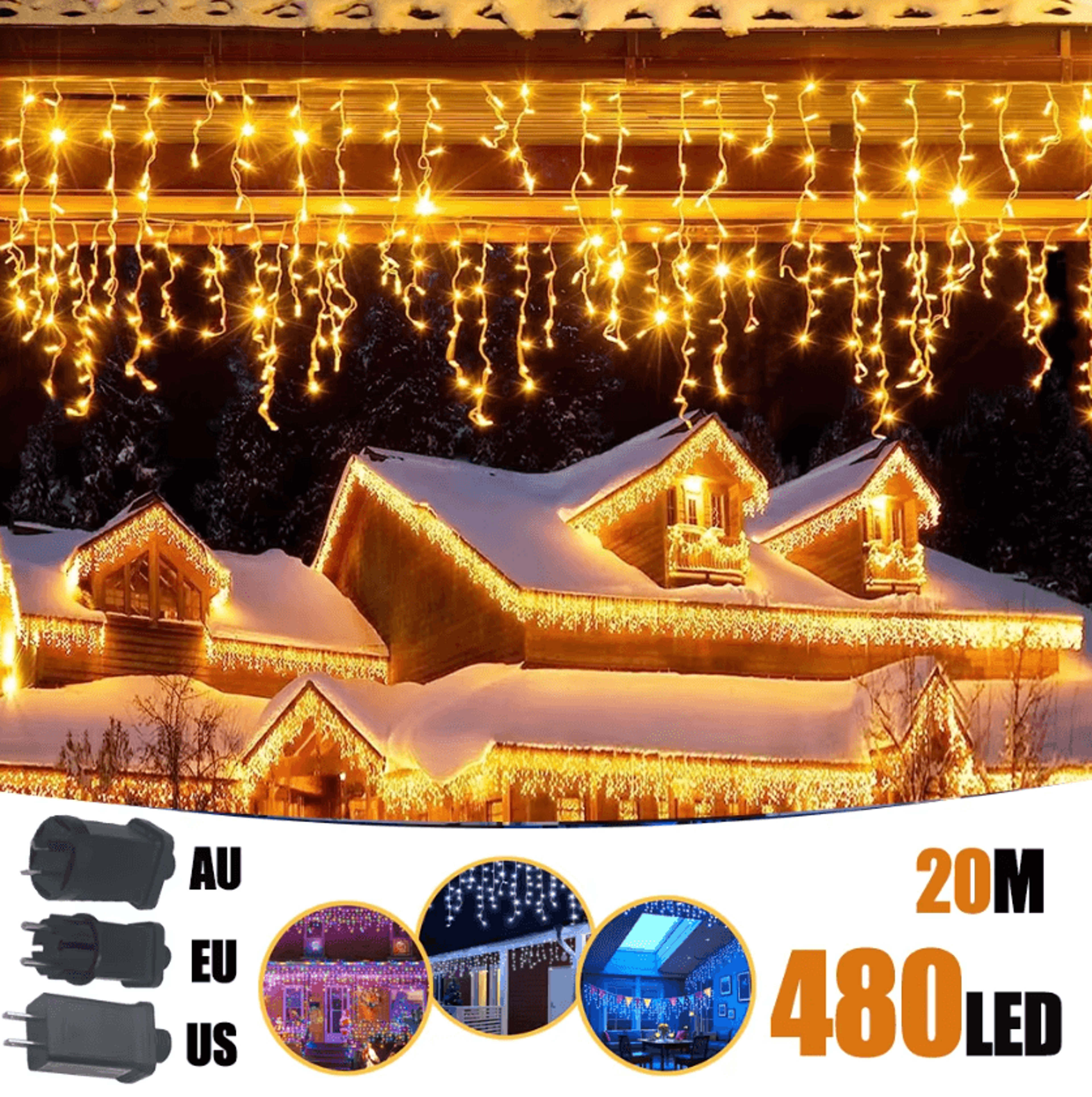 Waterproof 8 Mode LED Icicle Curtain Lights 0