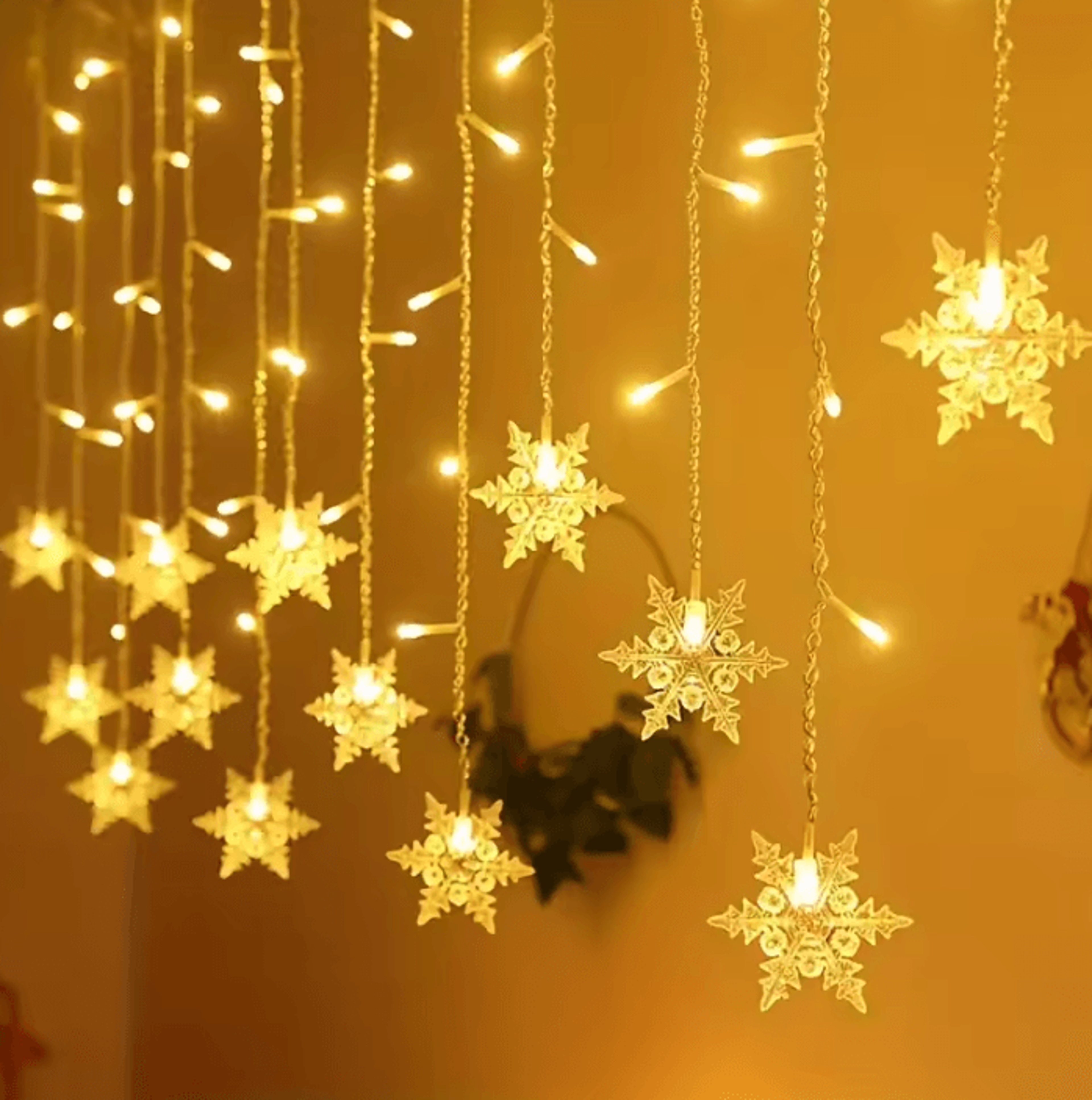 Snowflake LED Curtain String Lights 0