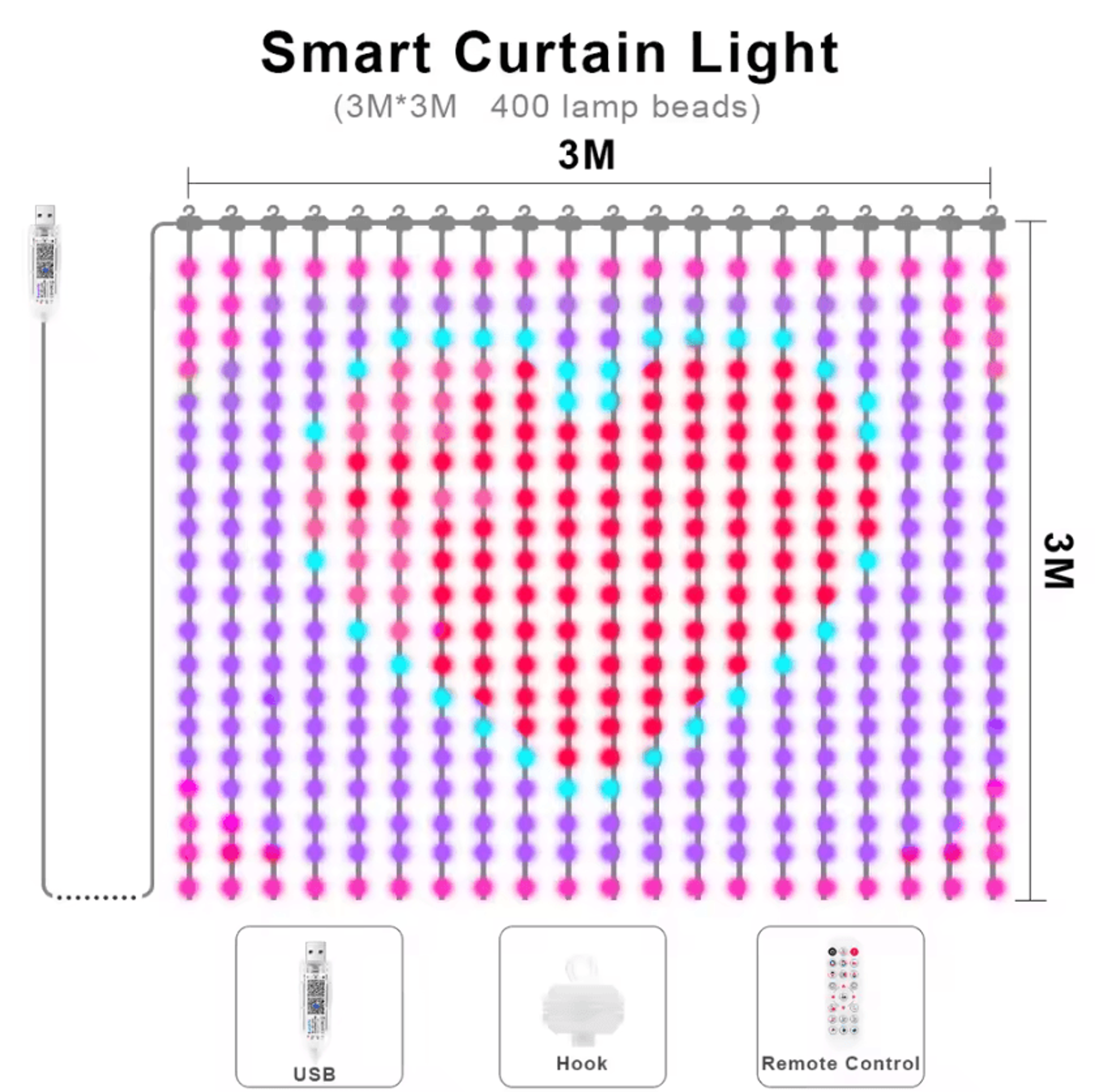 RGB Remote Control Window Curtain Lights 5