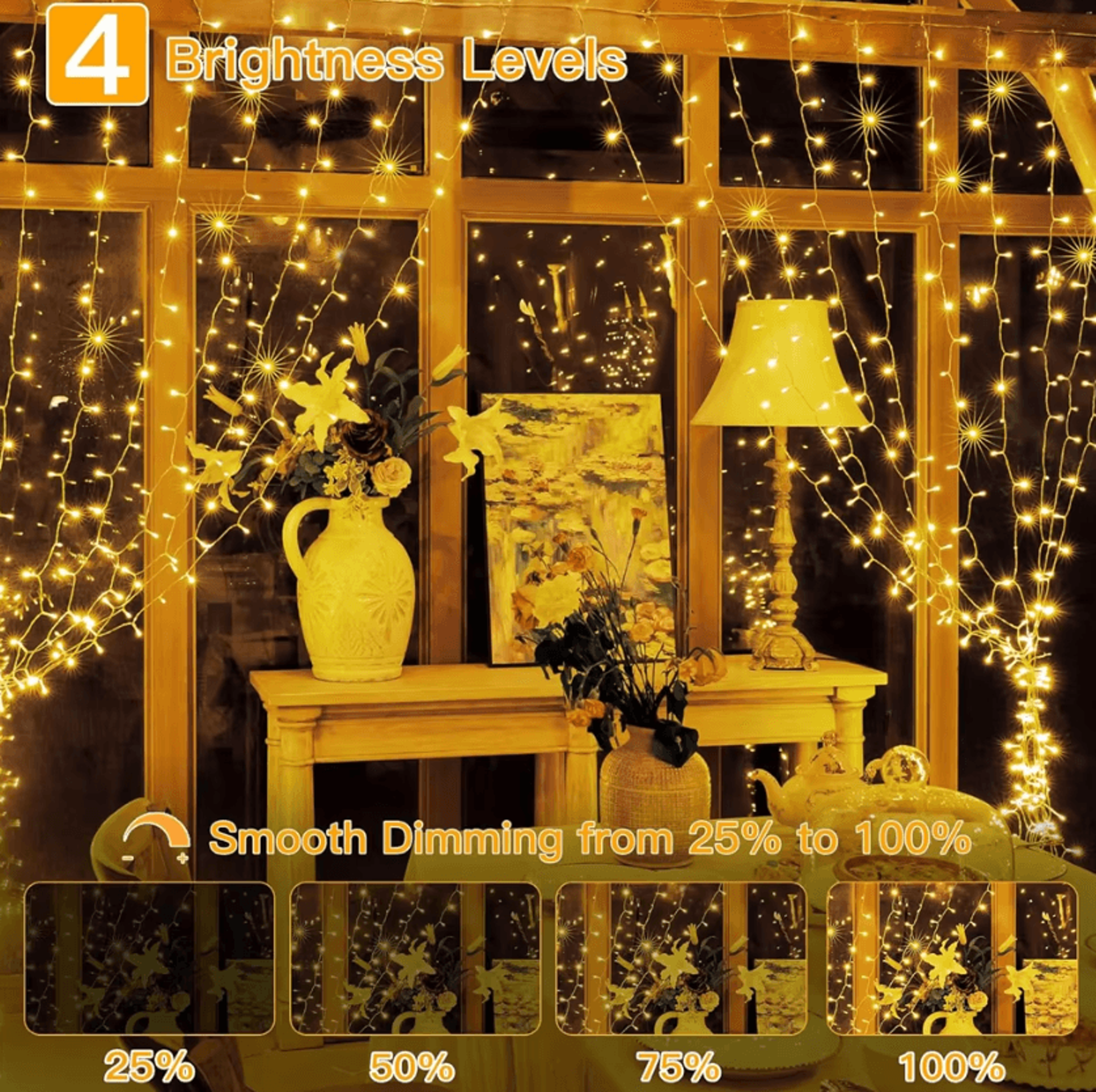 3x3 USB Cascading Fairy Curtain Lights 3